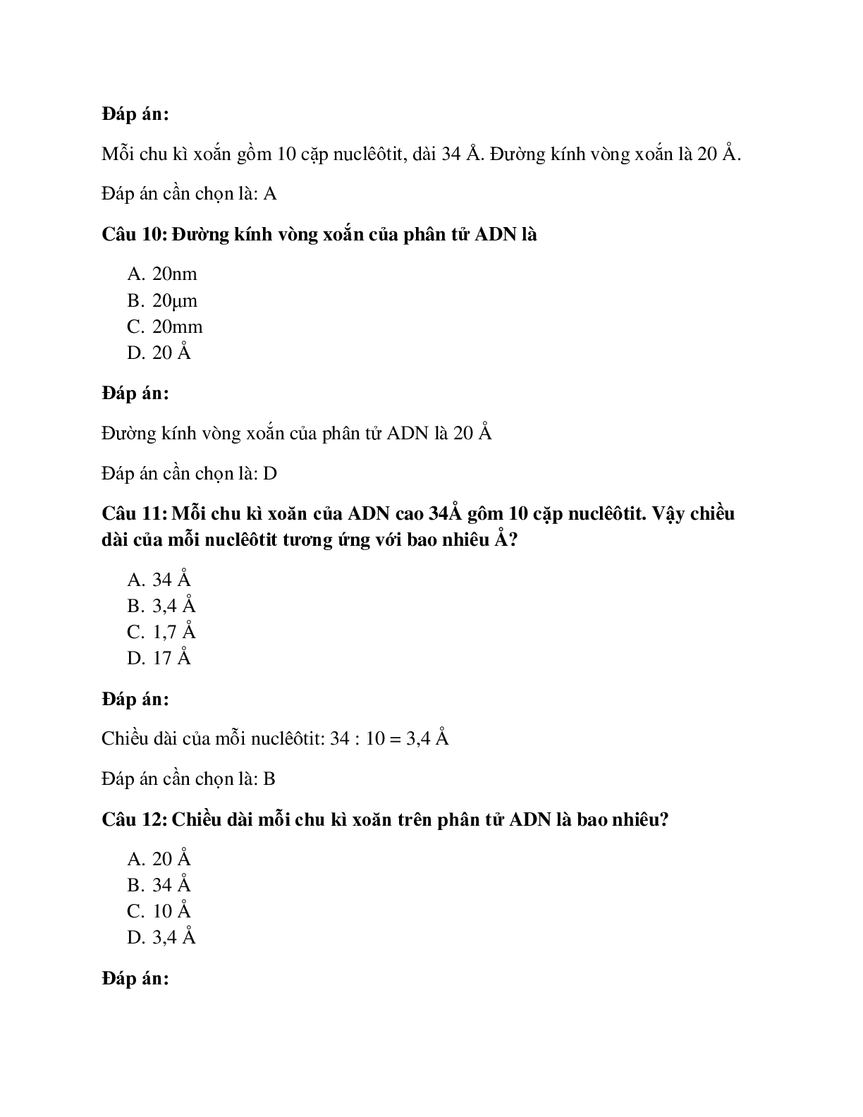 62 câu Trắc nghiệm Sinh học 9 Bài 15 có đáp án 2023: ADN (trang 4)