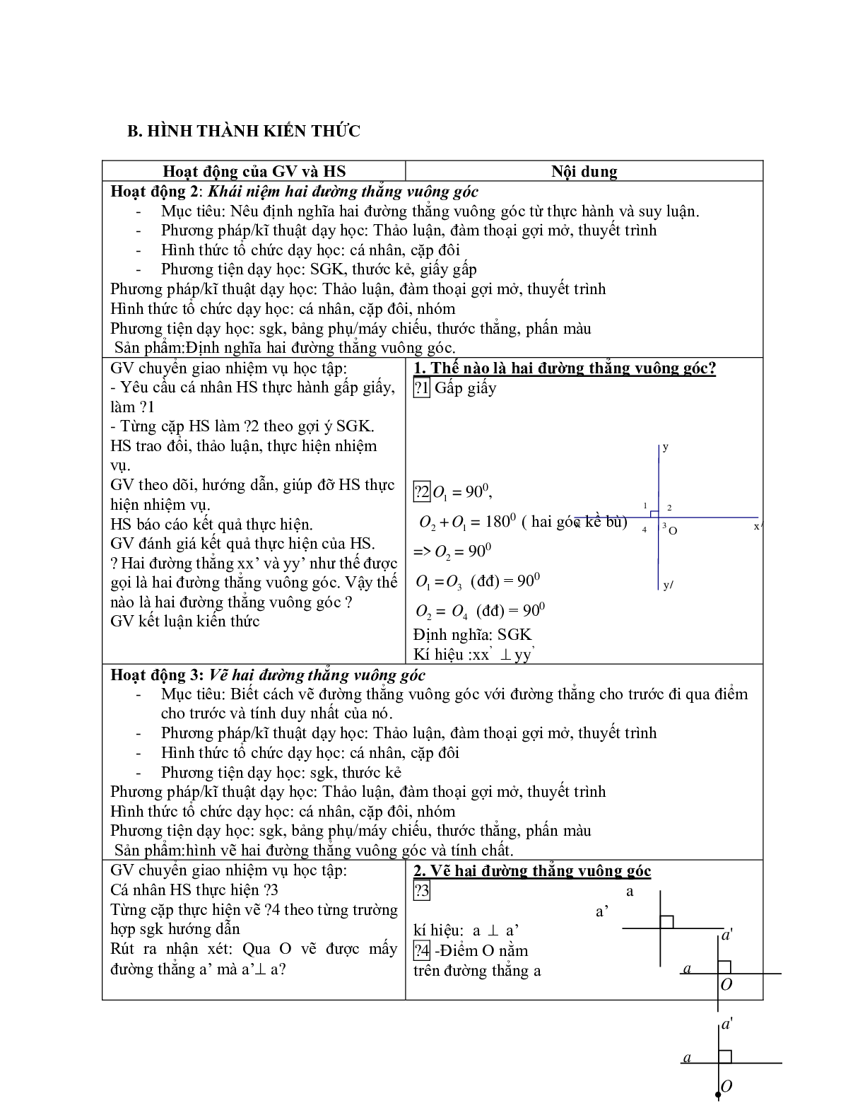 Giáo án Toán 7 bài 2: Hai đường thẳng vuông góc mới nhất (trang 2)