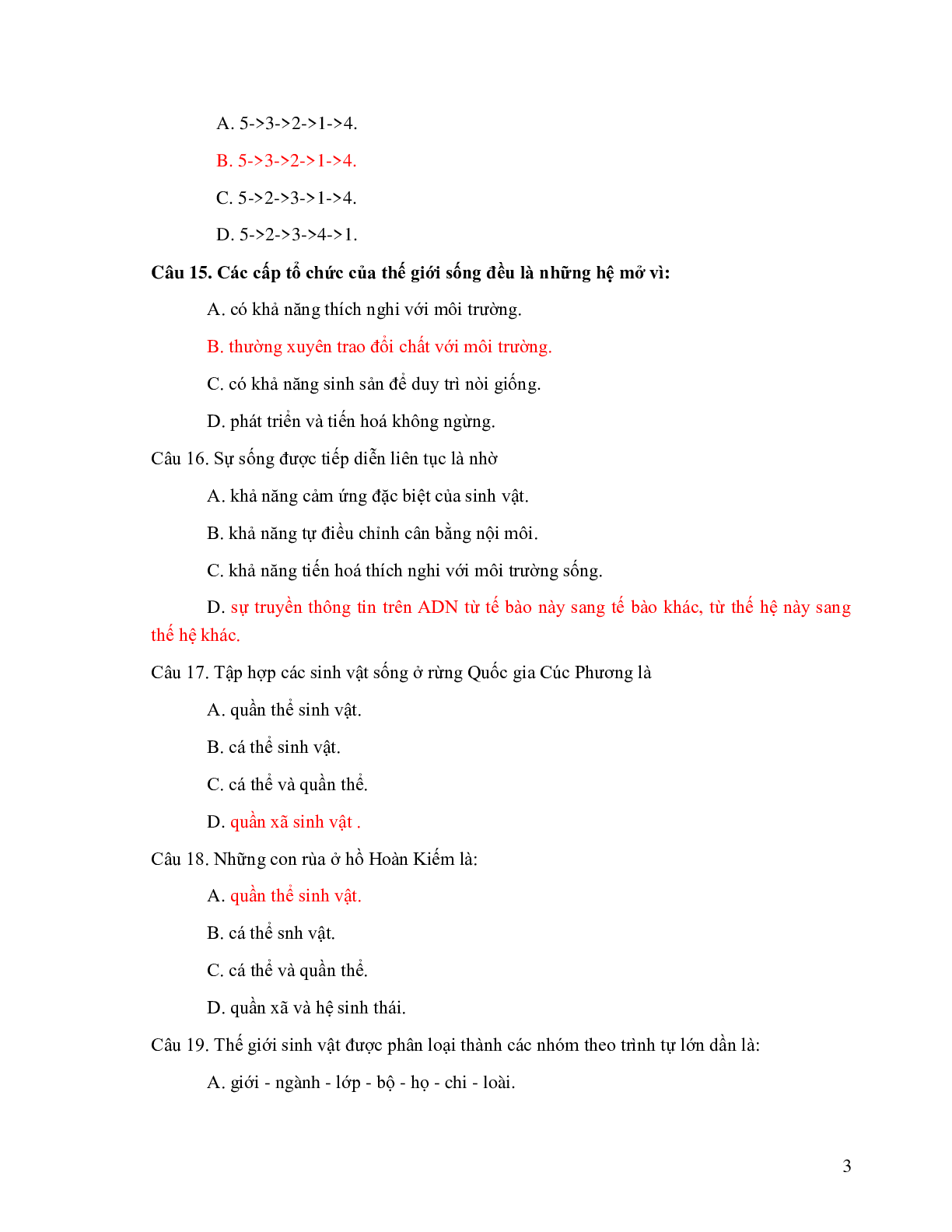 650 Câu trắc nghiệm Sinh học lớp 10 có đáp án (trang 3)