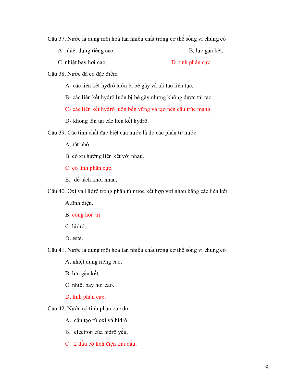 650 Câu trắc nghiệm Sinh học lớp 10 có đáp án (trang 9)