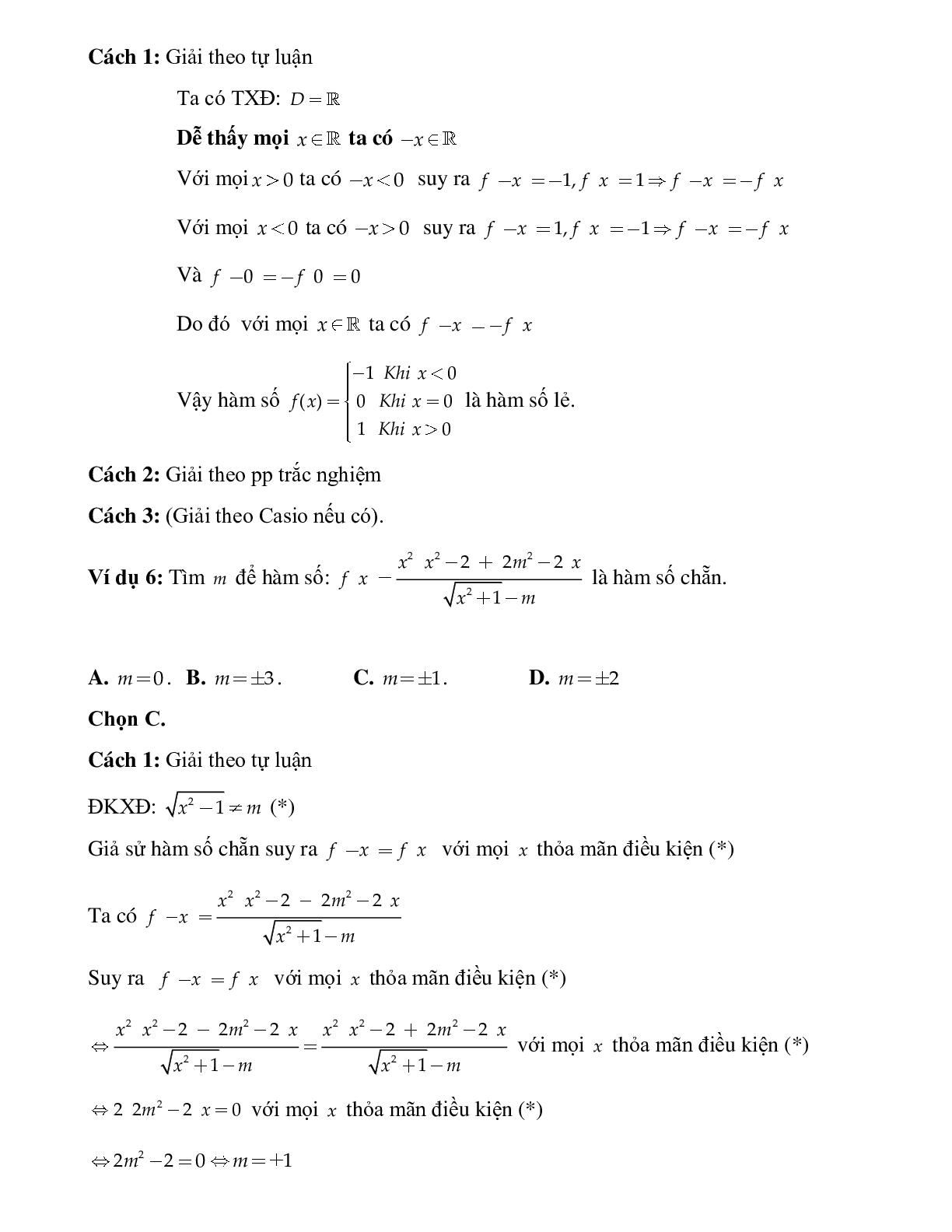 Bài tập tự luyện xét tính chẵn lẻ của hàm số Toán 10 (trang 4)