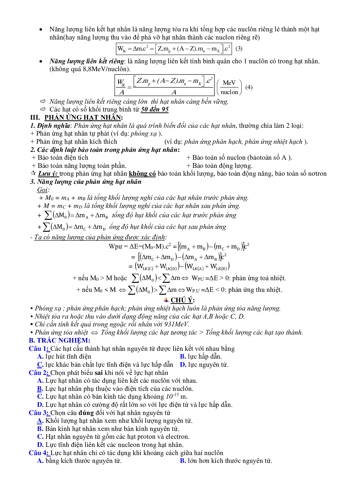 Chuyên đề: Hạt nhân nguyên tử, sự phóng xạ môn Vật Lý lớp 12 (trang 3)