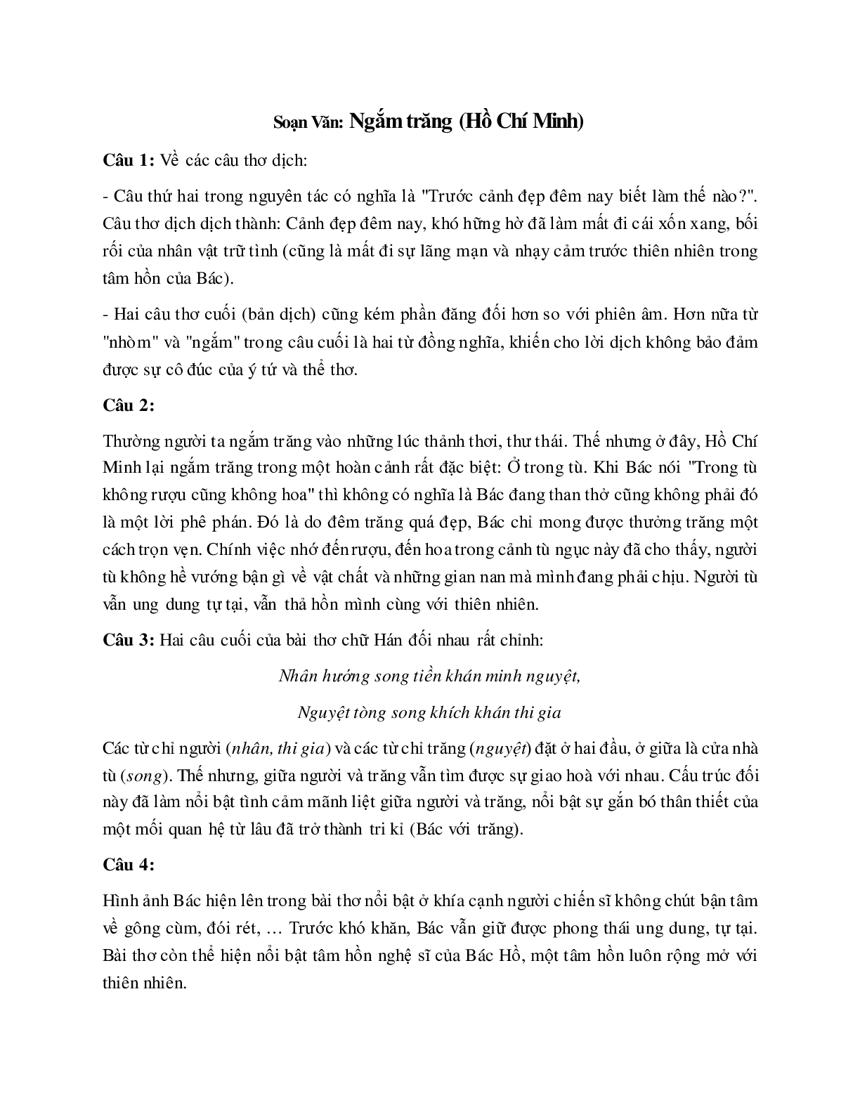 Soạn bài Ngắm trăng (Hồ Chí Minh) - ngắn nhất Soạn văn 8 (trang 1)