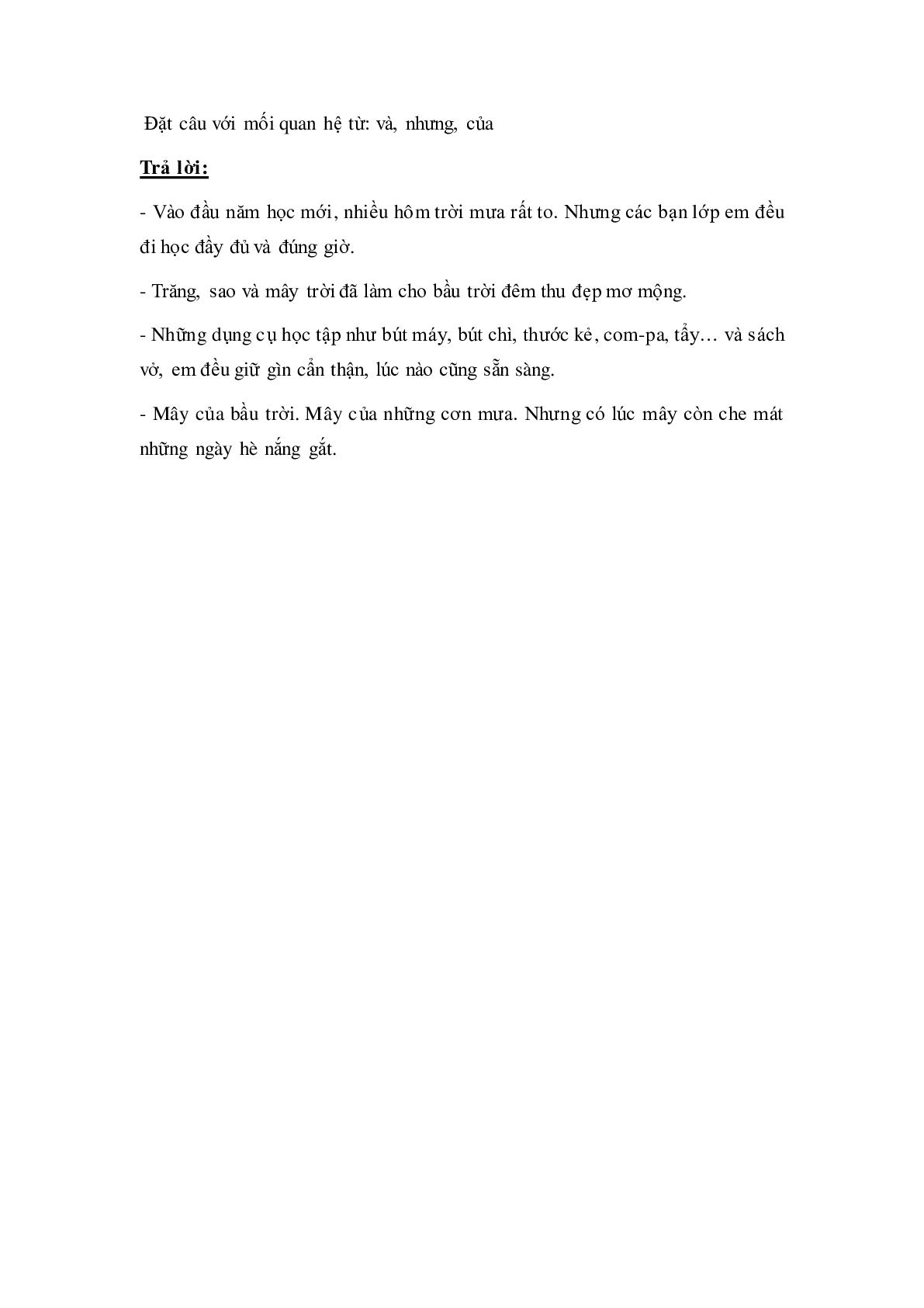 Soạn Tiếng Việt lớp 5: Luyện từ và câu: Quan hệ từ mới nhất (trang 4)