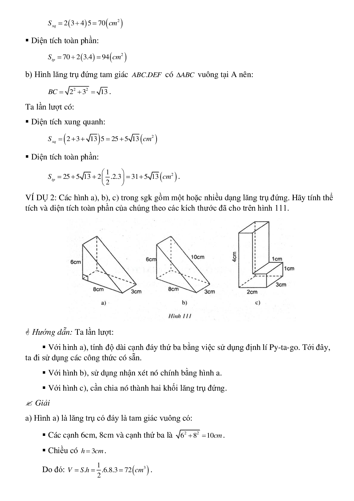 50 Bài tập Diện tích xung quanh của hình lăng trụ đứng (có đáp án)- Toán 8 (trang 2)