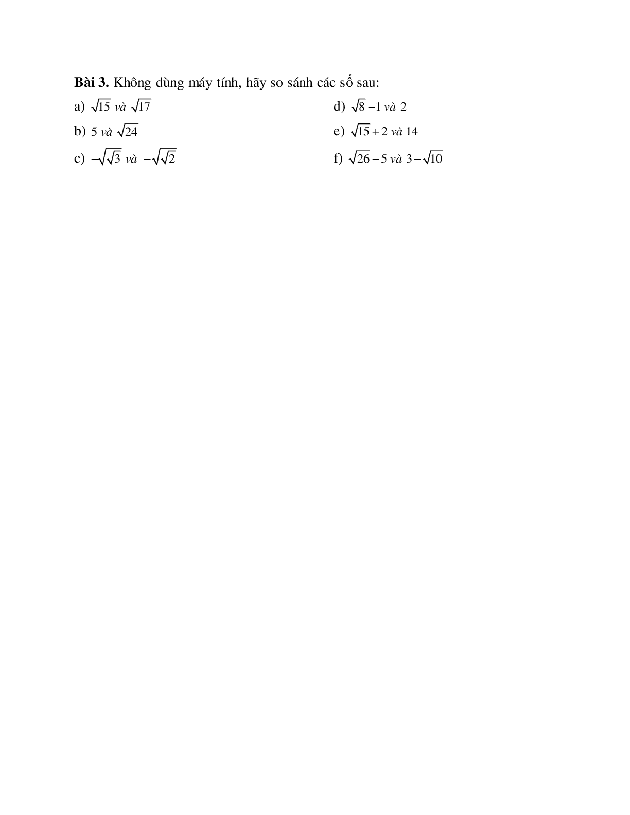 Cách giải So sánh hai căn bậc hai (trang 2)