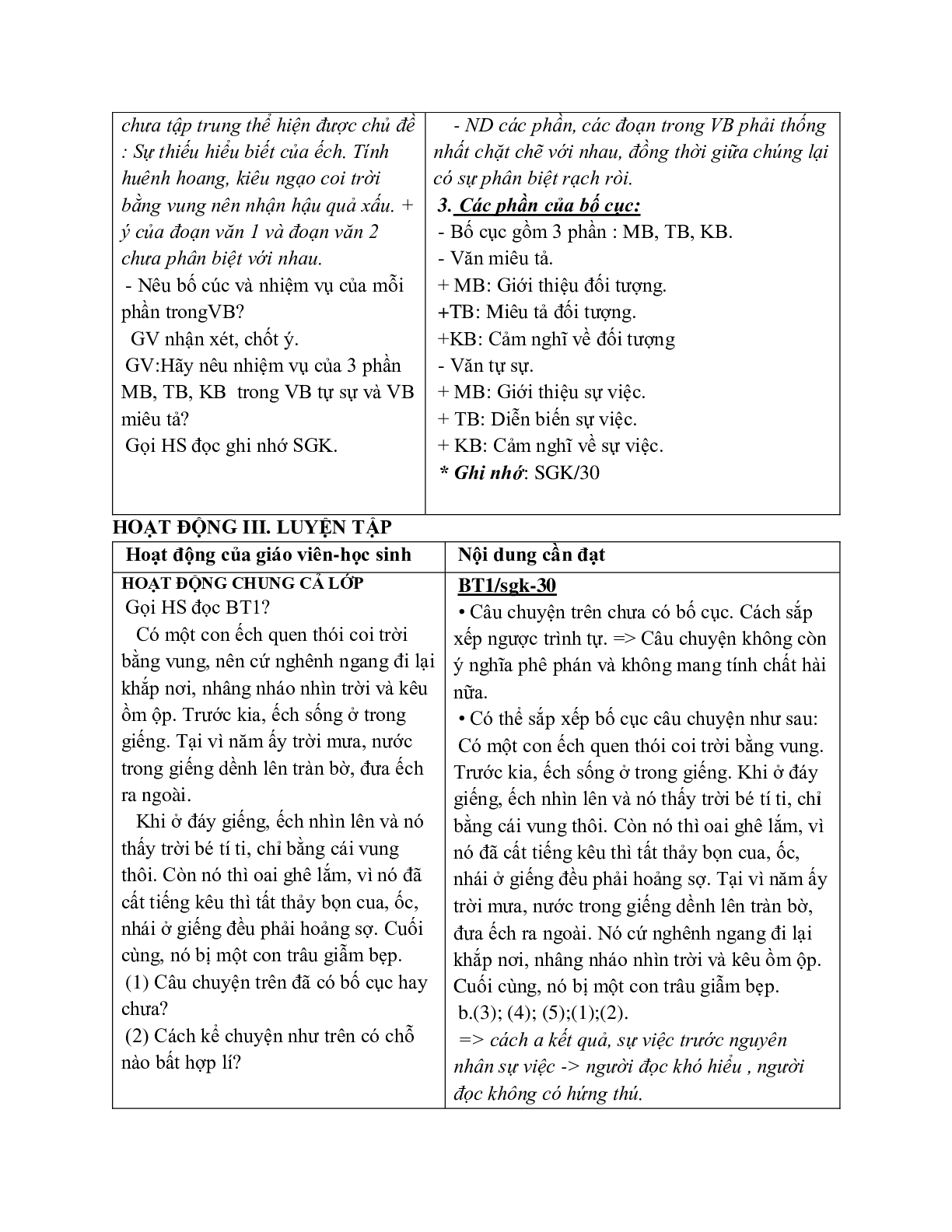 Giáo án ngữ văn lớp 7 Tuần 2 Tiết 7: Bố cục trong văn bản mới nhất (trang 3)