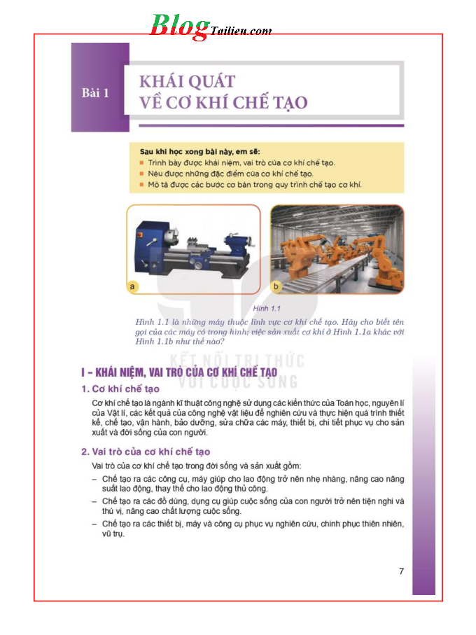 Công nghệ lớp 11 Công nghệ cơ khí Kết nối tri thức pdf (trang 7)