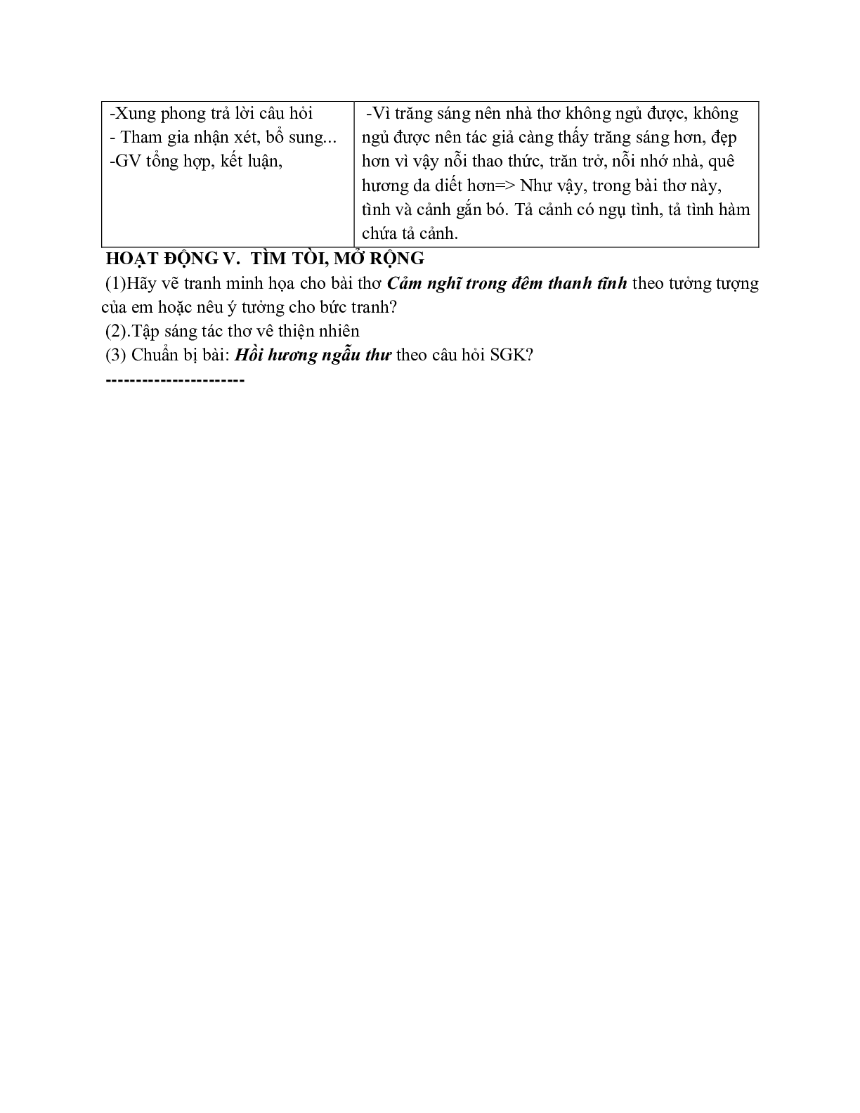 Giáo án ngữ văn lớp 7 Tuần 10 Tiết 37: Cảm nghĩ trong đêm thanh tĩnh mới nhất (trang 5)