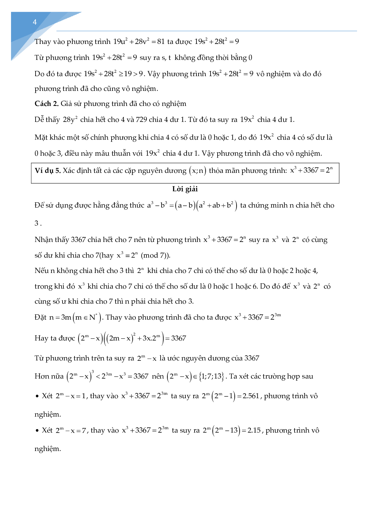 Các bài toán về phương trình nghiệm nguyên chọn lọc (trang 4)