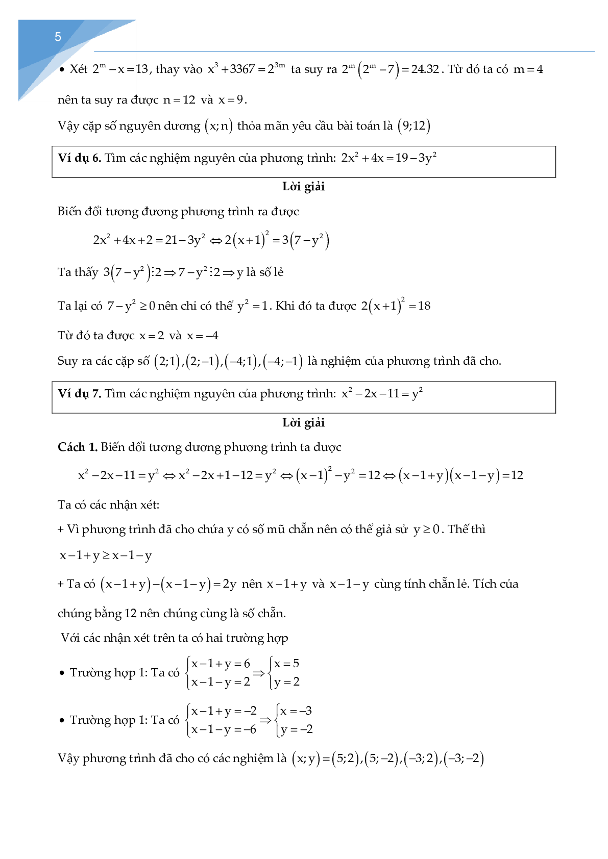 Các bài toán về phương trình nghiệm nguyên chọn lọc (trang 5)