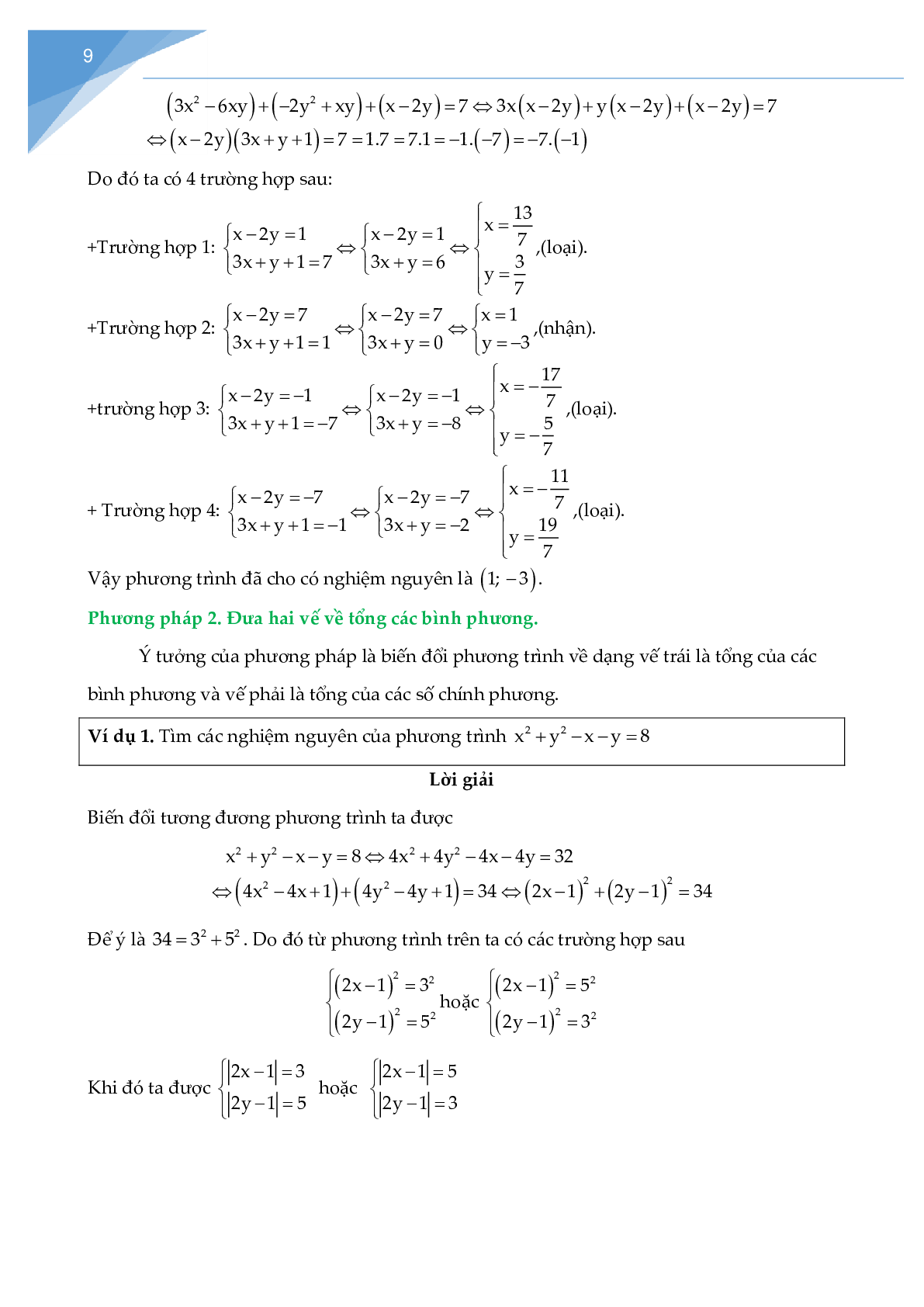 Các bài toán về phương trình nghiệm nguyên chọn lọc (trang 9)