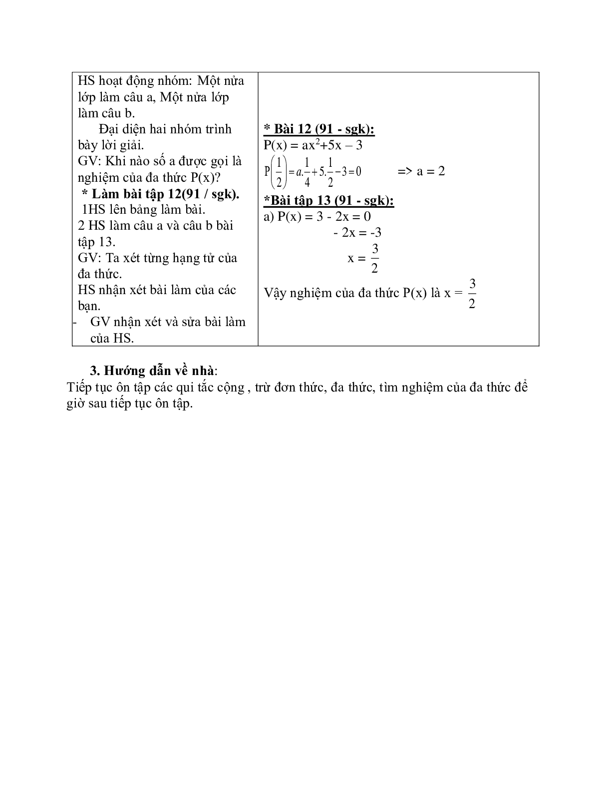 Giáo án Toán học 7: Ôn tập học kì 2 (tiết 2) chuẩn nhất (trang 2)