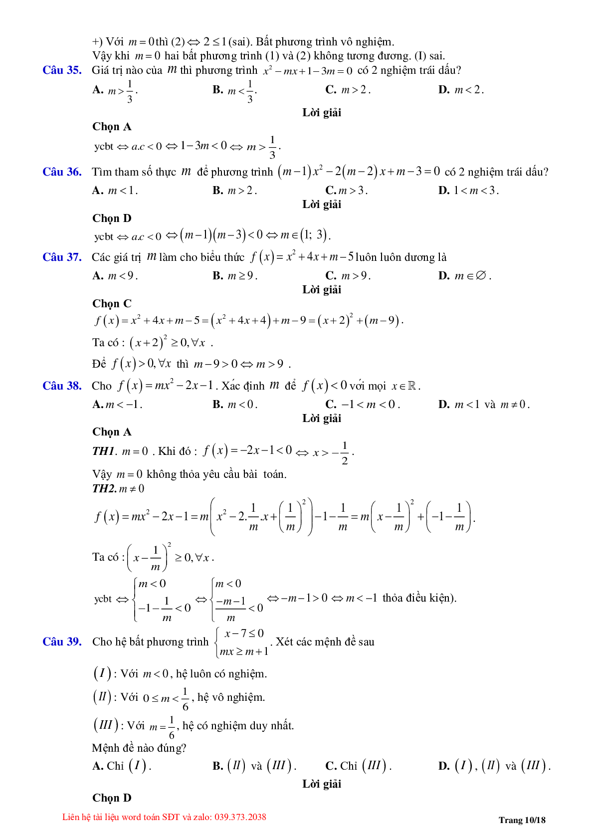 Chuyên đề bất phương trình, hệ bất phương trình bậc nhất (trang 10)