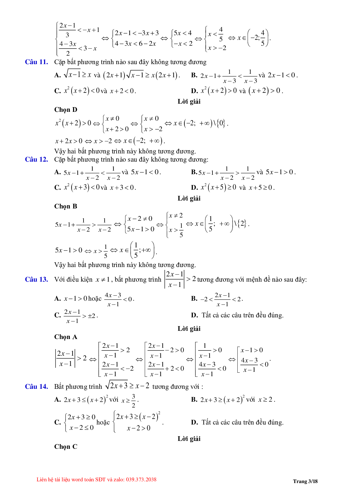 Chuyên đề bất phương trình, hệ bất phương trình bậc nhất (trang 3)