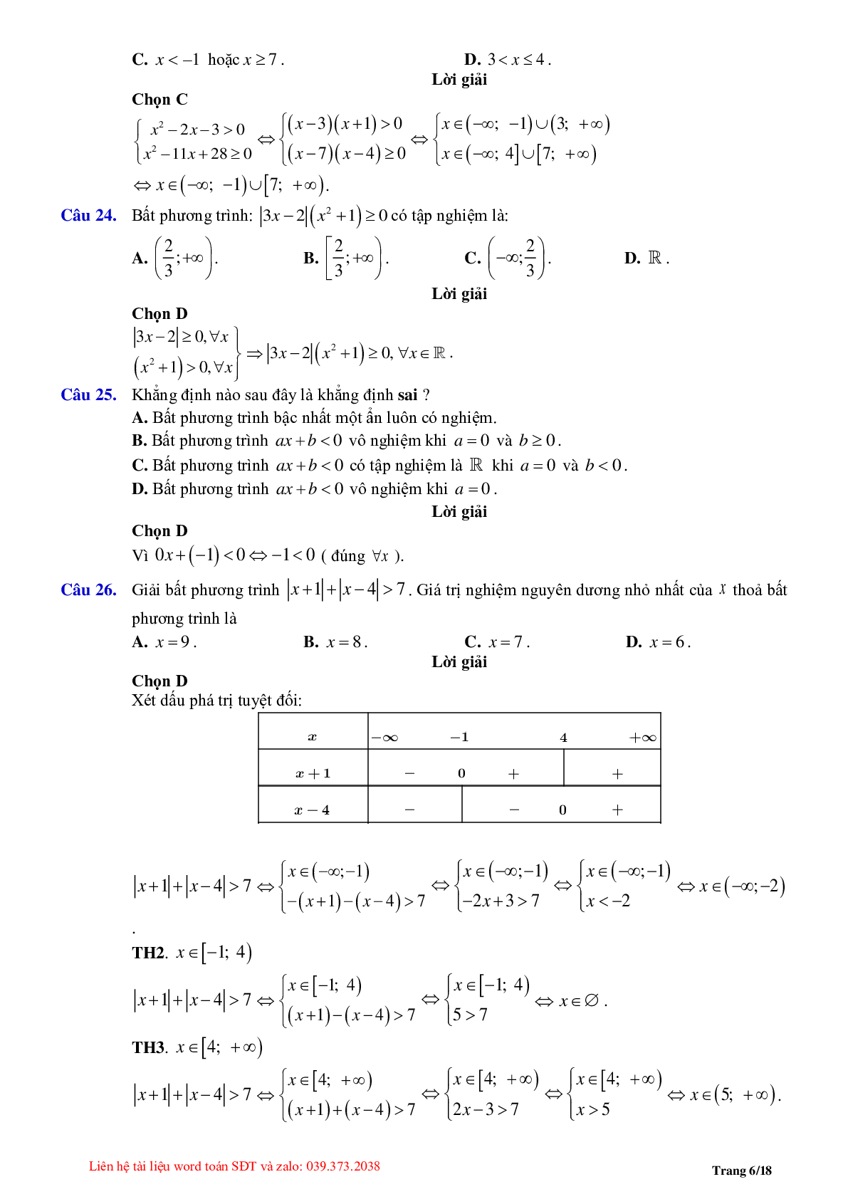 Chuyên đề bất phương trình, hệ bất phương trình bậc nhất (trang 6)