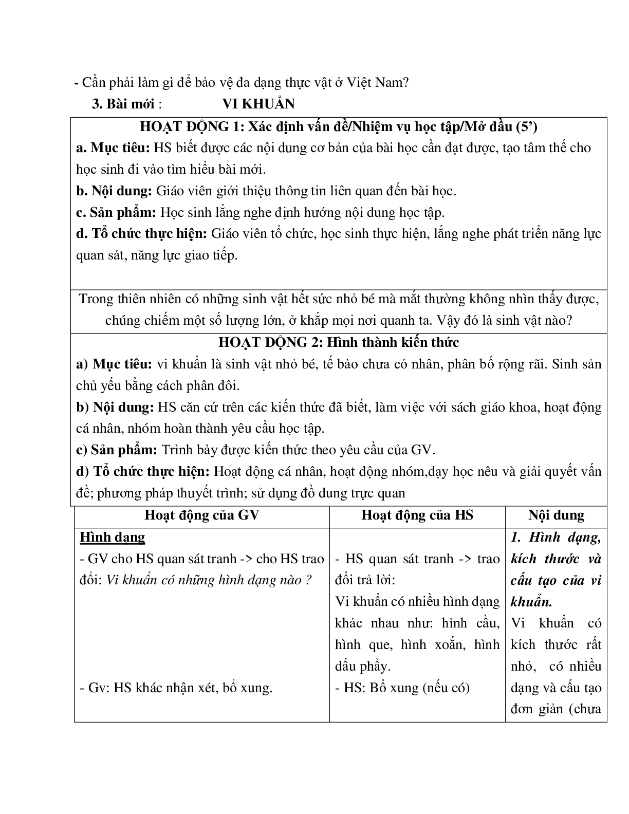 Giáo án Sinh học 6 Bài 50: Vi khuẩn mới nhất - CV5555 (trang 2)