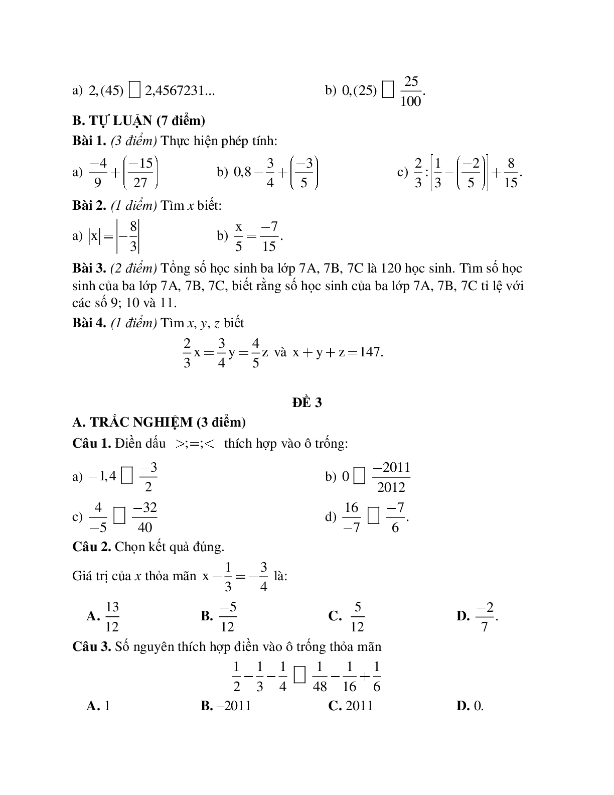 Tổng hợp 7 đề tra định kỳ toán 7 (trang 3)