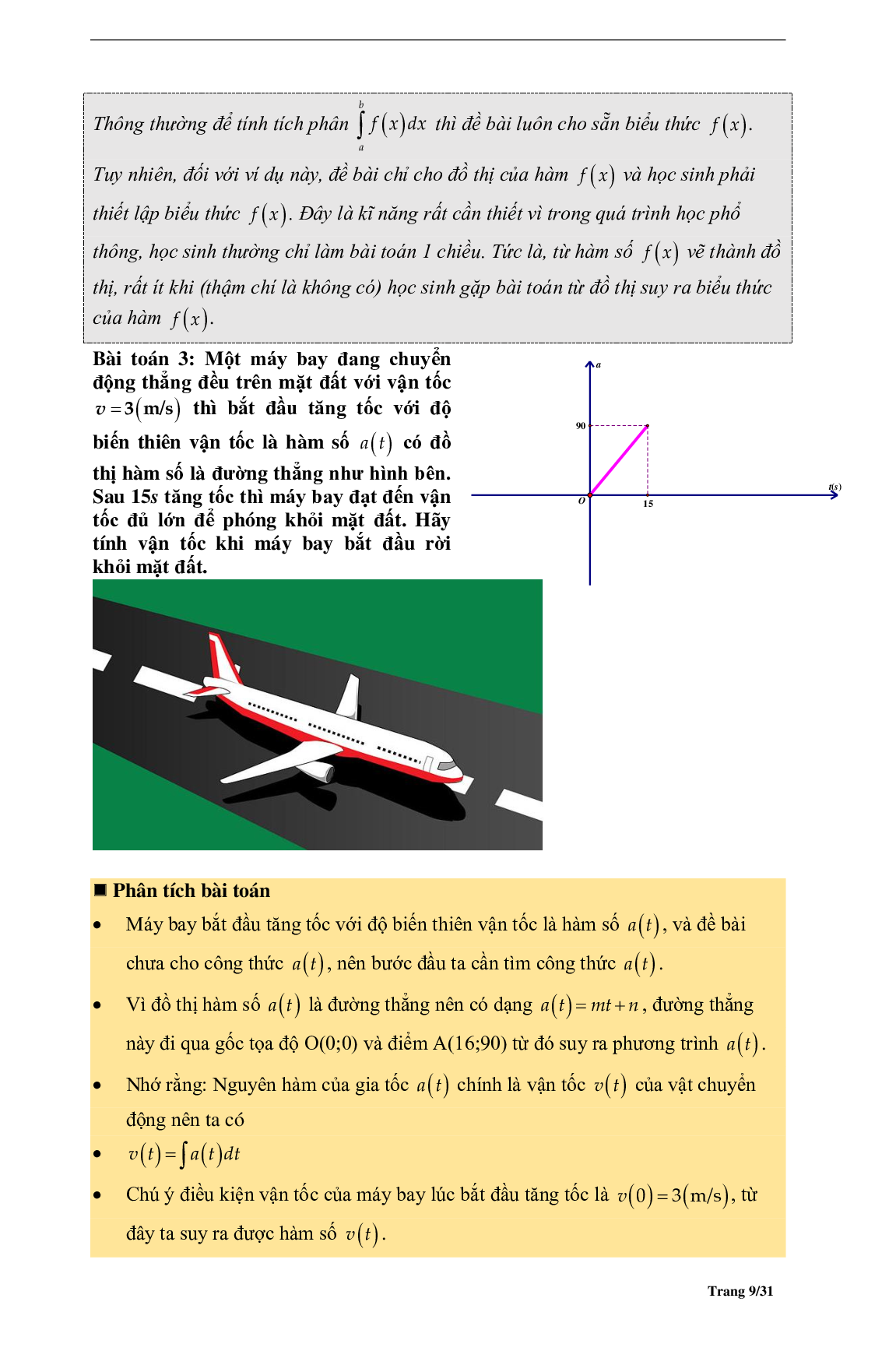 Phương pháp giải Bài toán thực tế Nguyên hàm Tích phân 2023 (lý thuyết và bài tập) (trang 9)