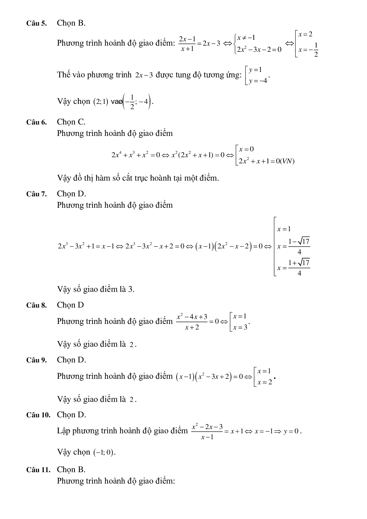 57 Bài tập trắc nghiệm Sự tương giao của đồ thị hai hàm số có đáp án 2023 (trang 8)