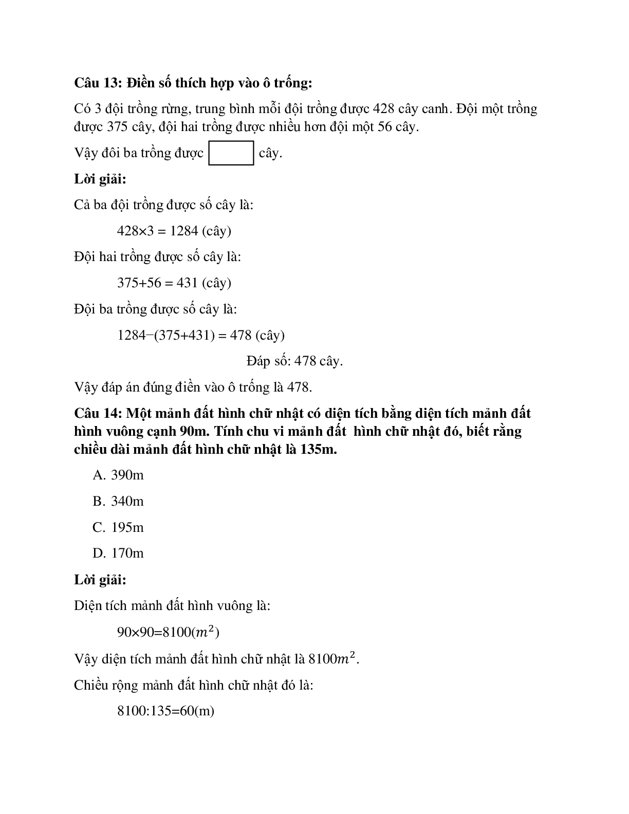 20 câu Trắc nghiệm Ôn tập về các phép tính với số tự nhiên có đáp án 2023 – Toán lớp 4 (trang 6)