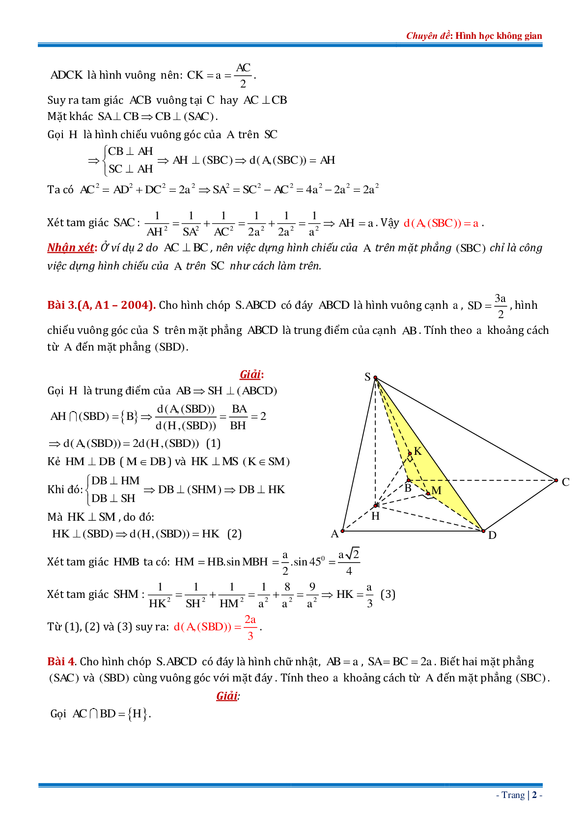 18 bài tập về khoảng cách từ điểm đến mặt phẳng dạng tổng hợp có đáp án chi tiết (trang 2)