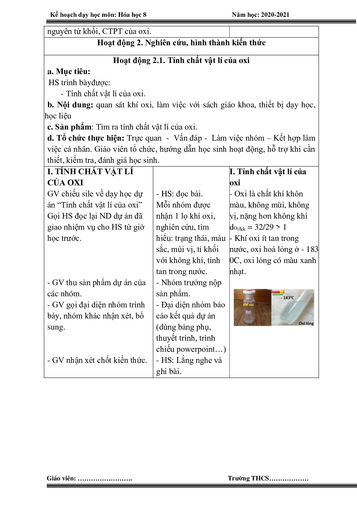 Giáo án hóa học 8 học kì 2 mới nhất (trang 3)