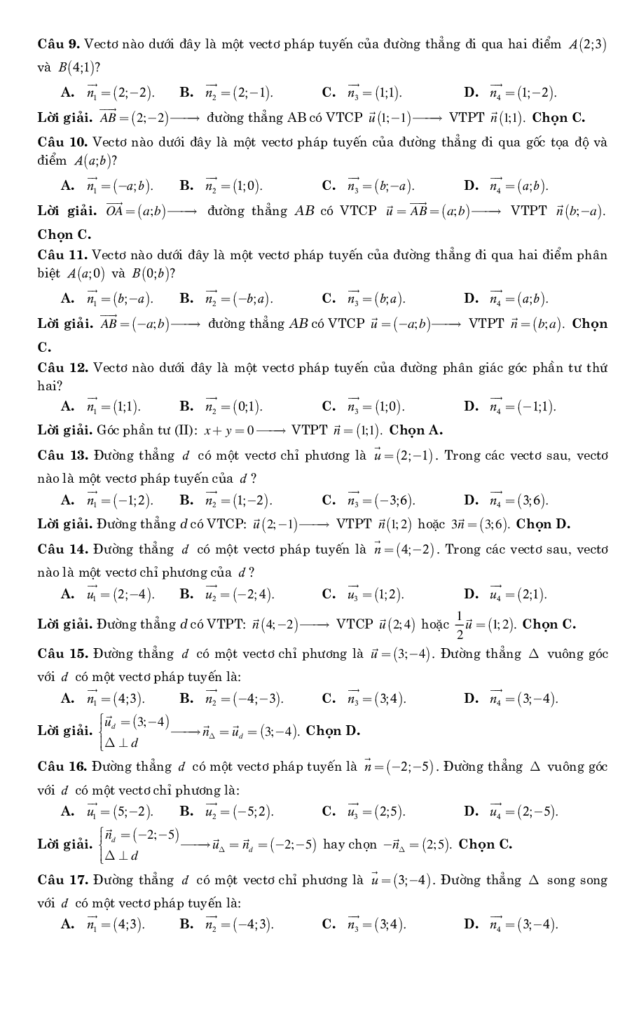 Bài tập trắc nghiệm phương pháp tọa độ trong mặt phẳng có lời giải chi tiết (trang 4)