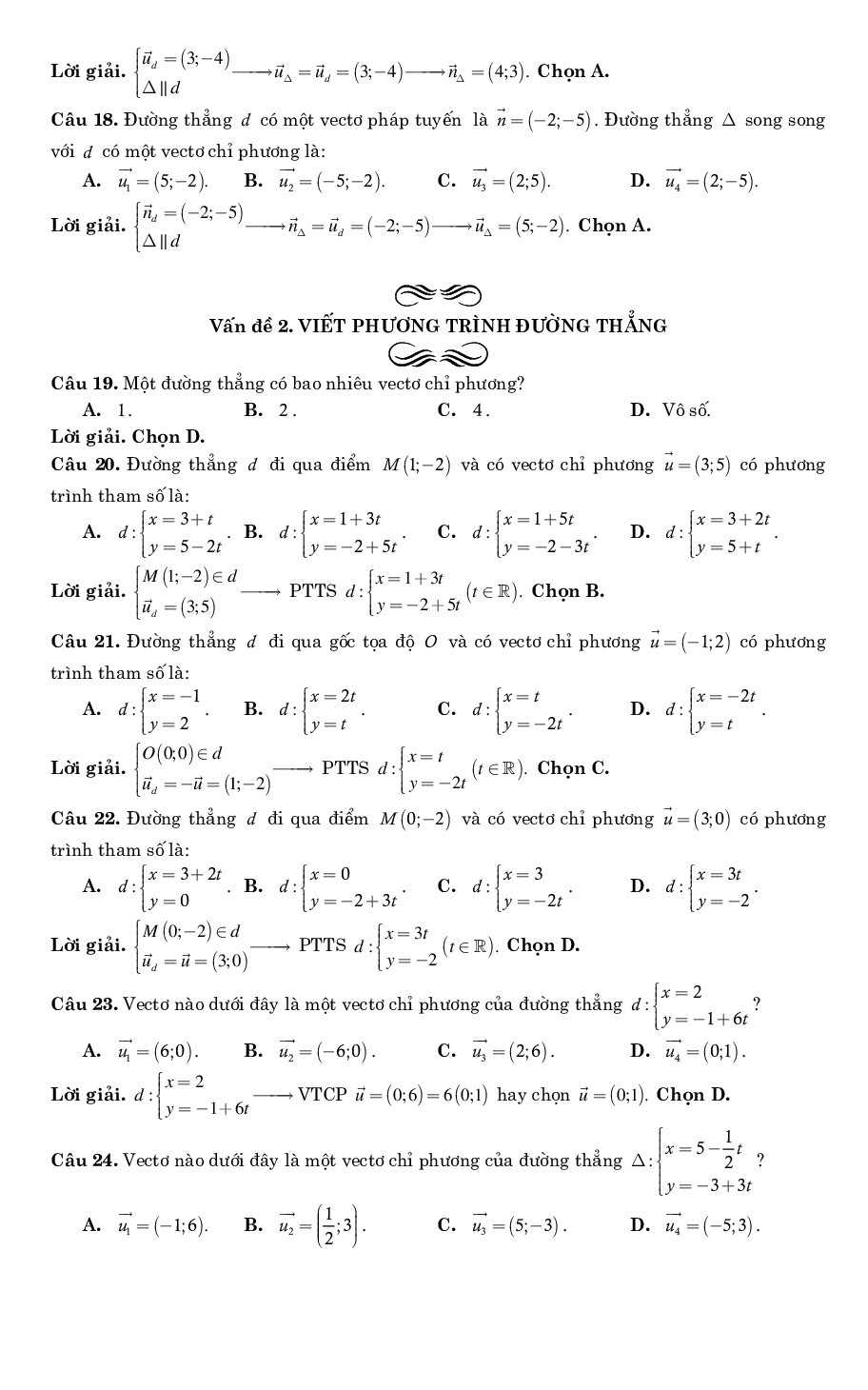 Bài tập trắc nghiệm phương pháp tọa độ trong mặt phẳng có lời giải chi tiết (trang 5)