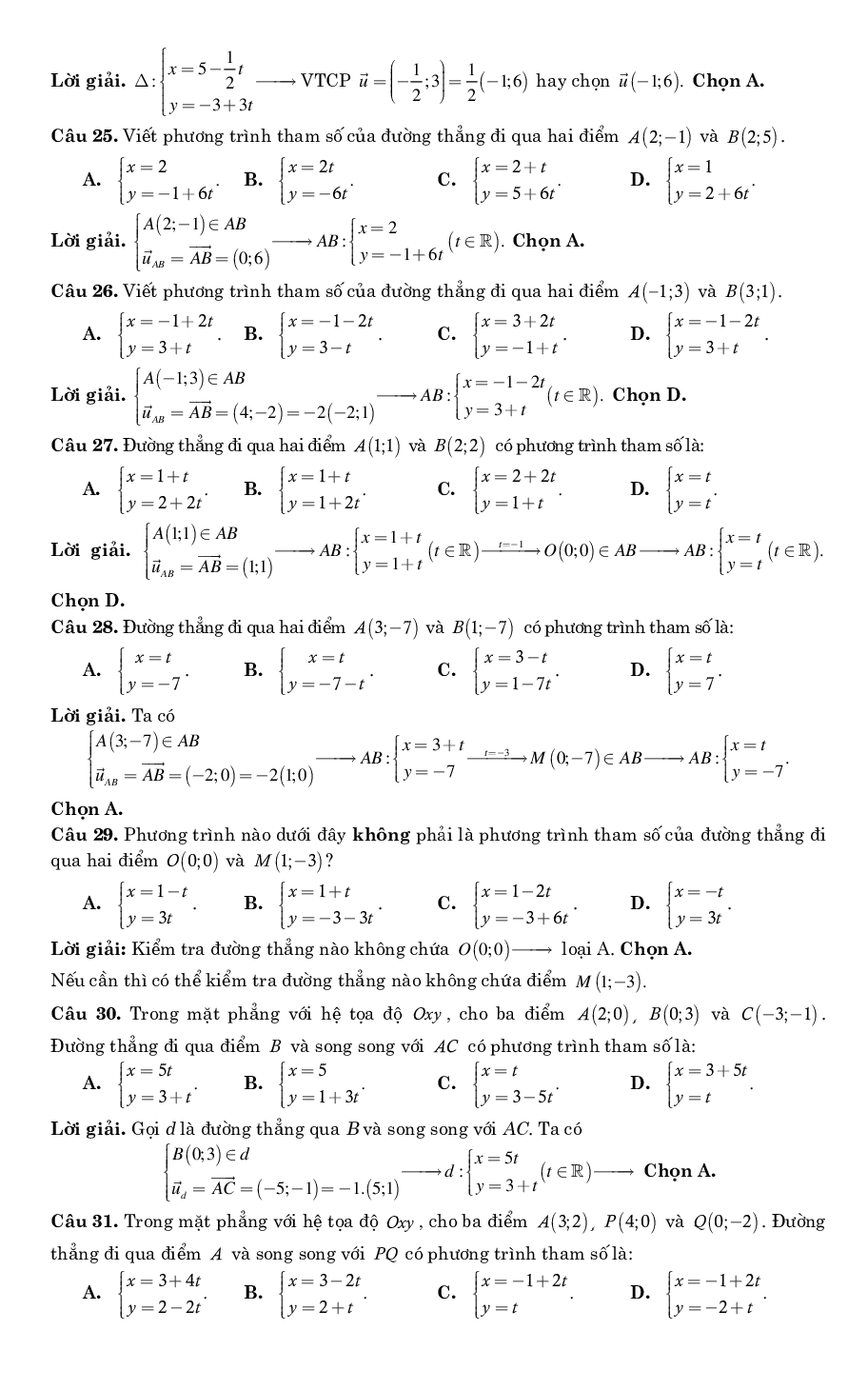 Bài tập trắc nghiệm phương pháp tọa độ trong mặt phẳng có lời giải chi tiết (trang 6)
