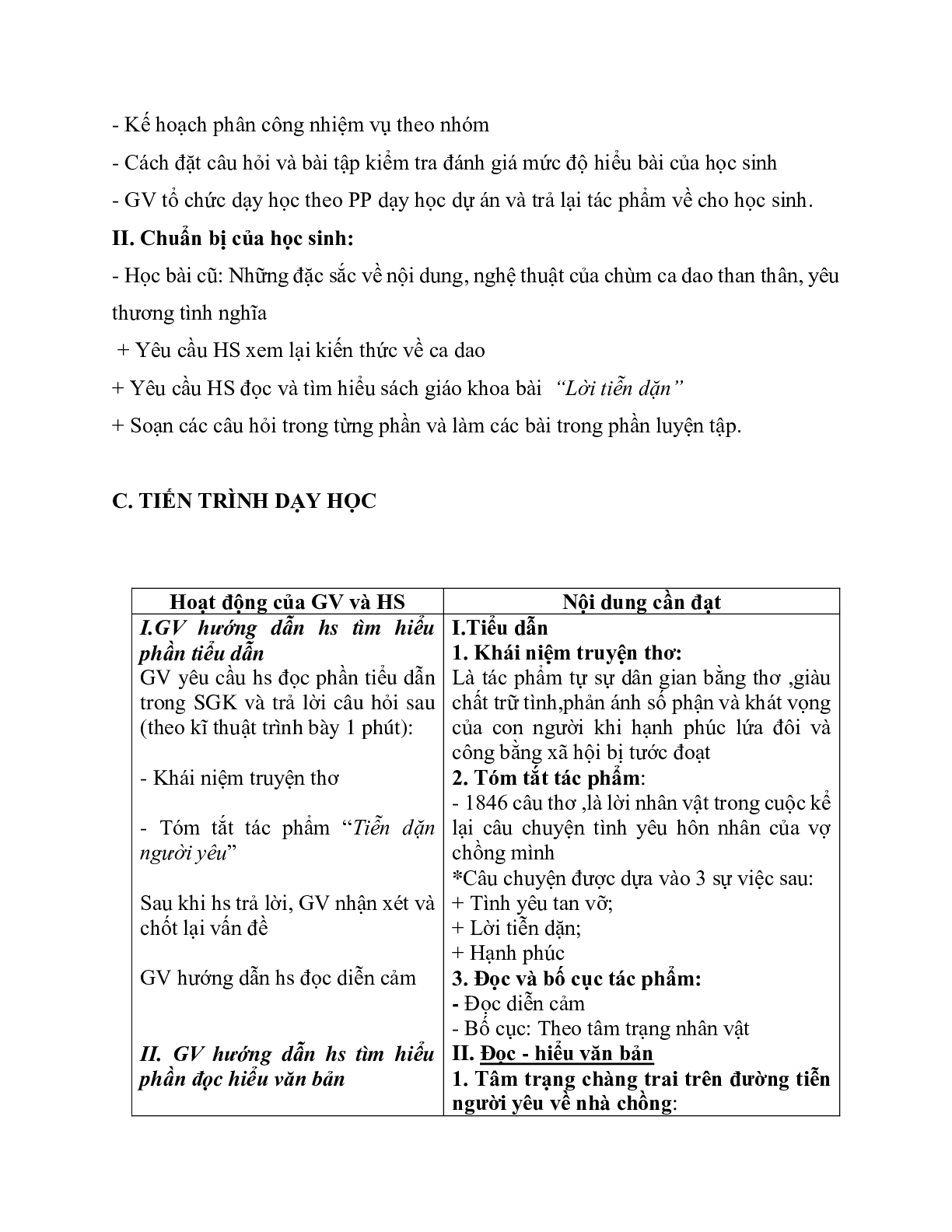 Giáo án ngữ văn lớp 10 Tiết 26: Lời tiễn dặn (trang 2)