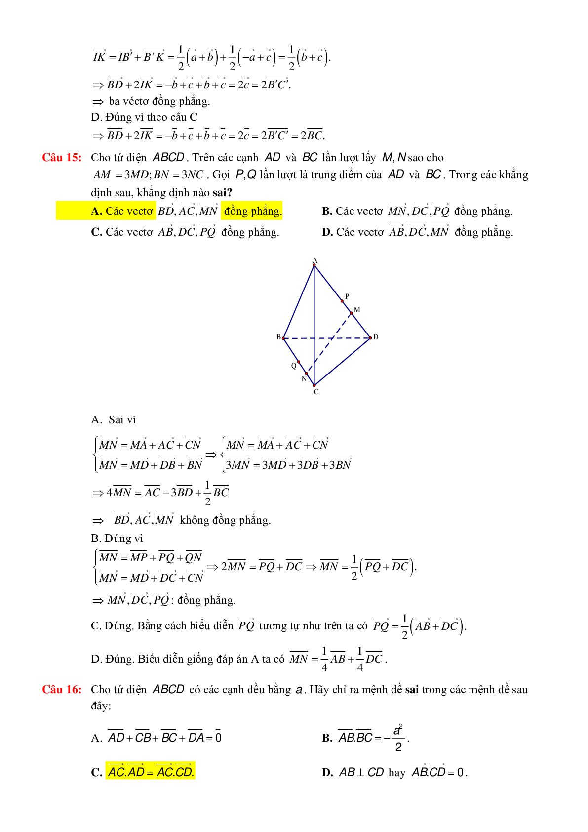 124 Bài tập Trắc nghiệm Quan hệ vuông góc Toán lớp 11 có đáp án 2023 (trang 7)