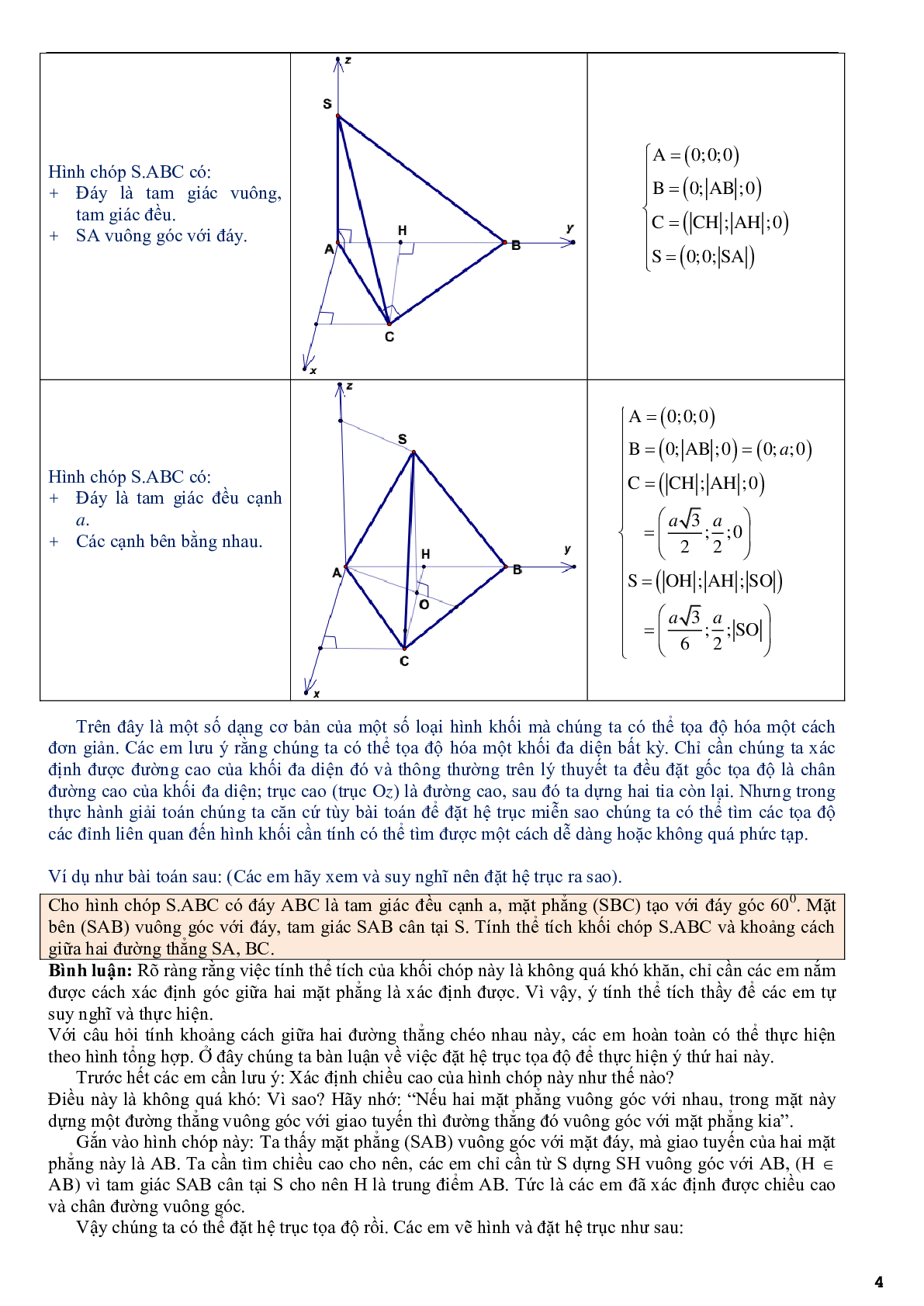 Ứng dụng phương pháp tọa độ để giải bài toán hình học không gian - bản 2 (trang 4)