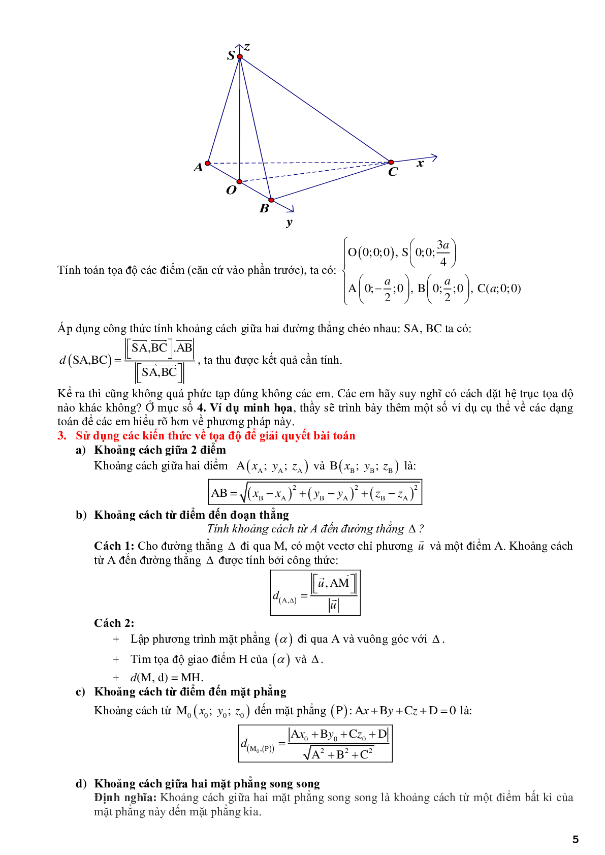 Ứng dụng phương pháp tọa độ để giải bài toán hình học không gian - bản 2 (trang 5)