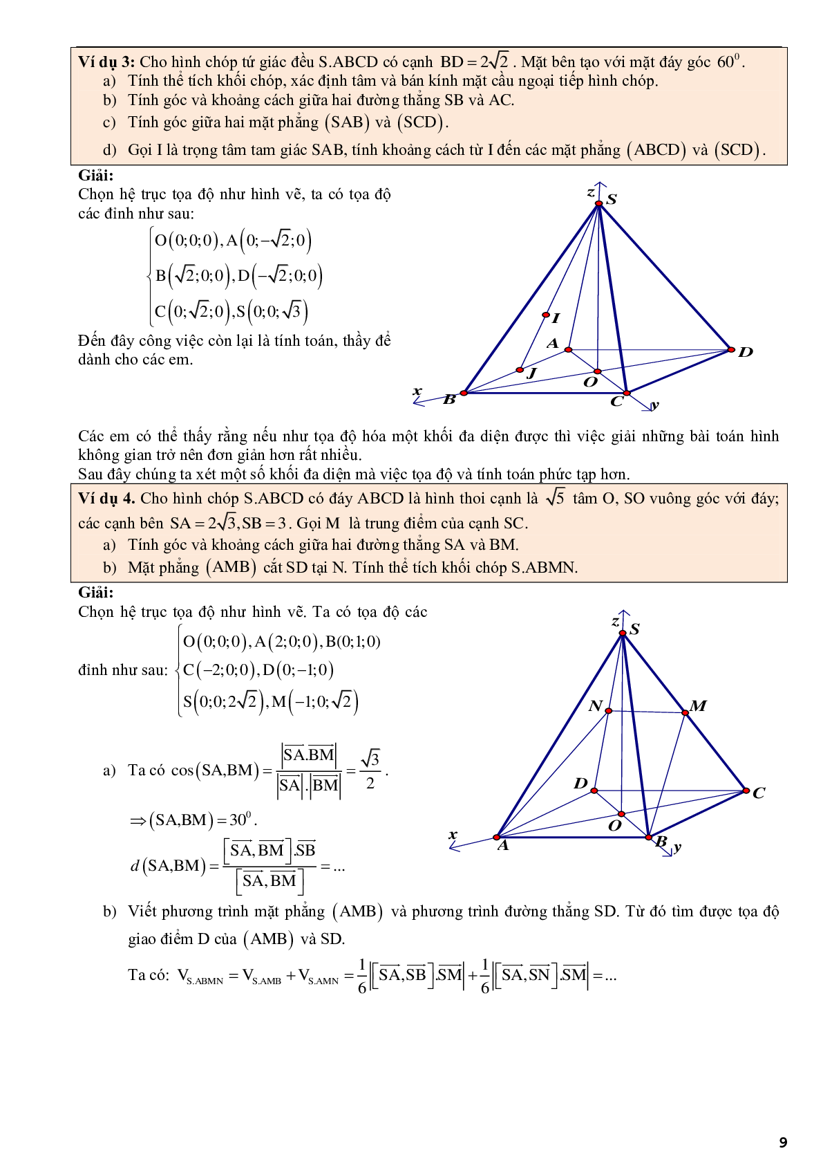 Ứng dụng phương pháp tọa độ để giải bài toán hình học không gian - bản 2 (trang 9)