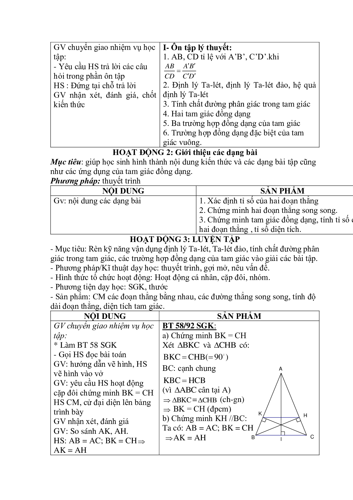 Giáo án Toán 8 Chương 3: Tam giác đồng dạng (2023) (trang 2)