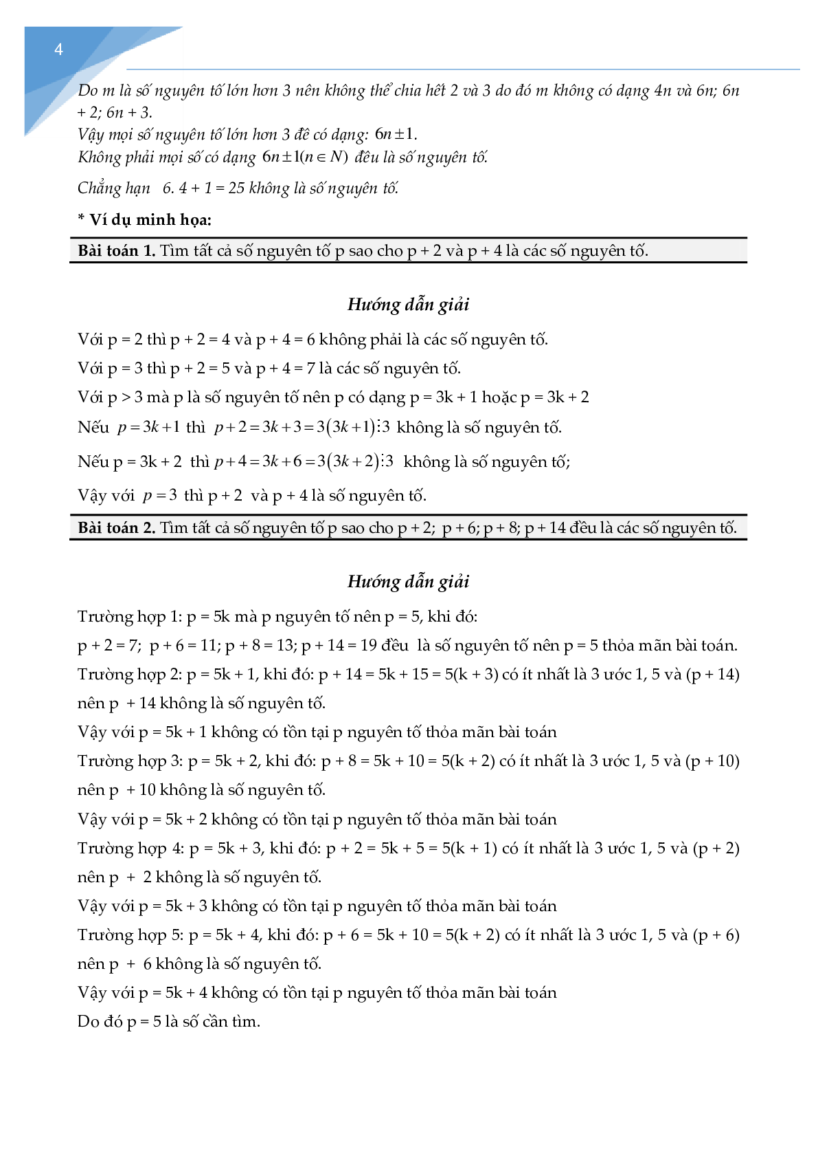 Chuyên đề Số nguyên tố, hợp số (trang 4)