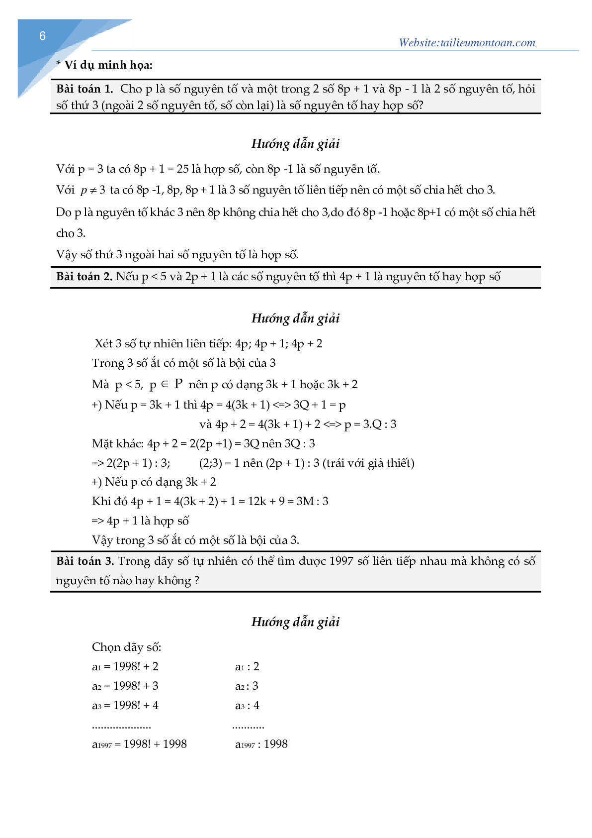 Chuyên đề Số nguyên tố, hợp số (trang 6)