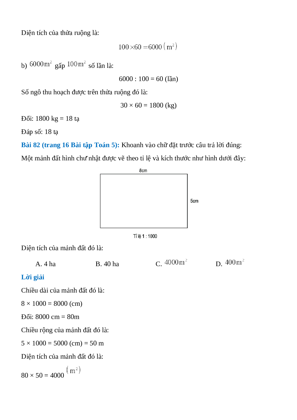 SBT Toán lớp 5 trang 14, 15, 16 Bảng đơn vị đo diện tích (trang 5)