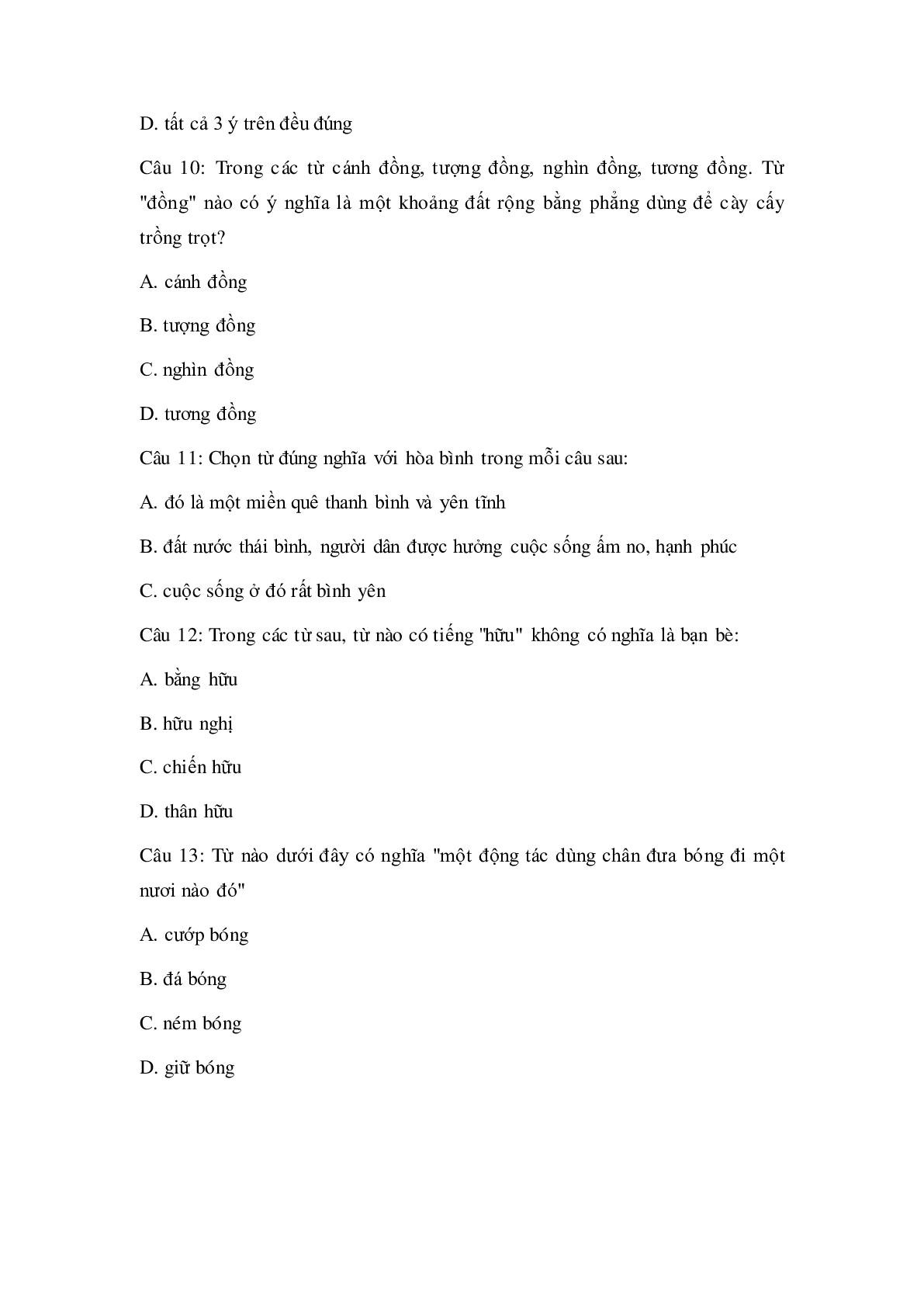Trắc nghiệm Tiếng Việt lớp 5: Tuần 5 có đáp án (trang 3)