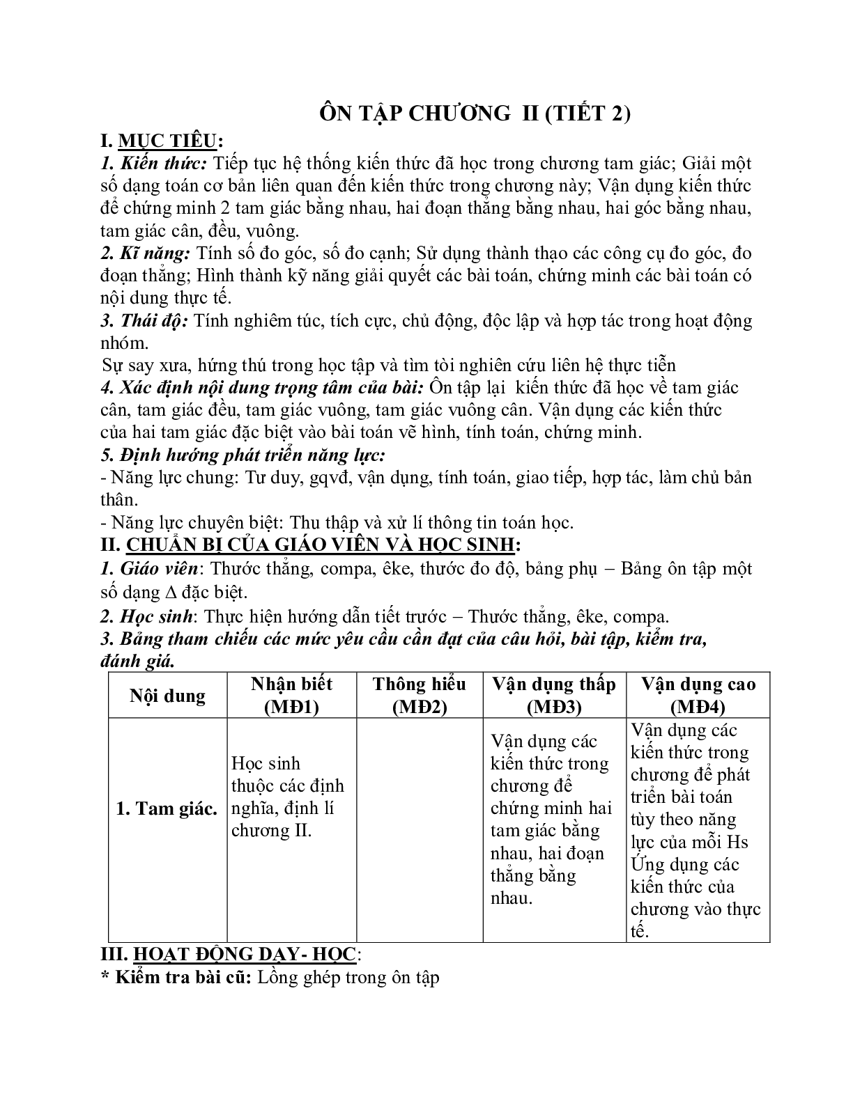 Giáo án Toán học 7: Ôn tập chương 2 (tiết 2) hay nhất (trang 1)