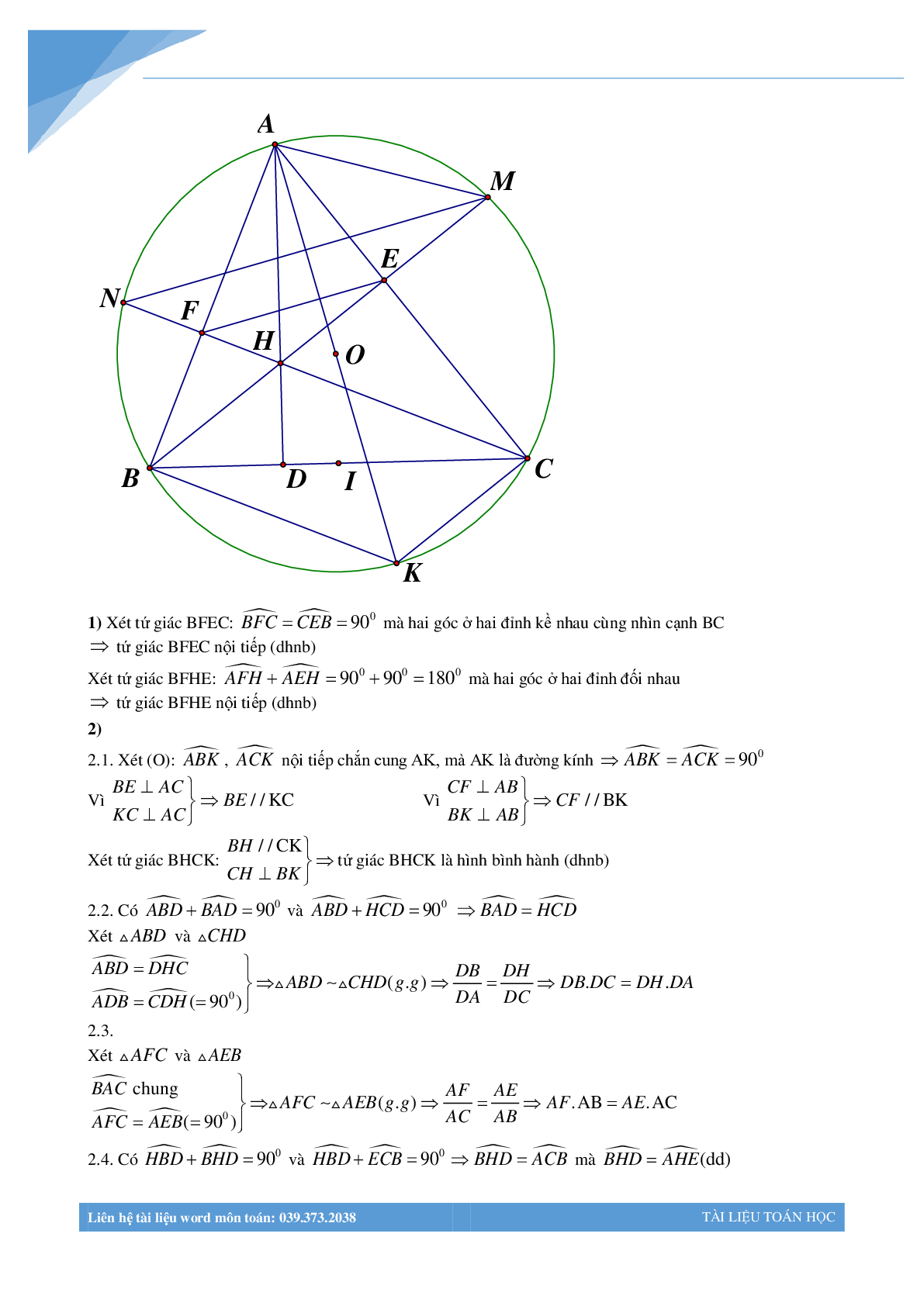 Chùm bài toán hình học luyện thi vào lớp 10 (trang 2)