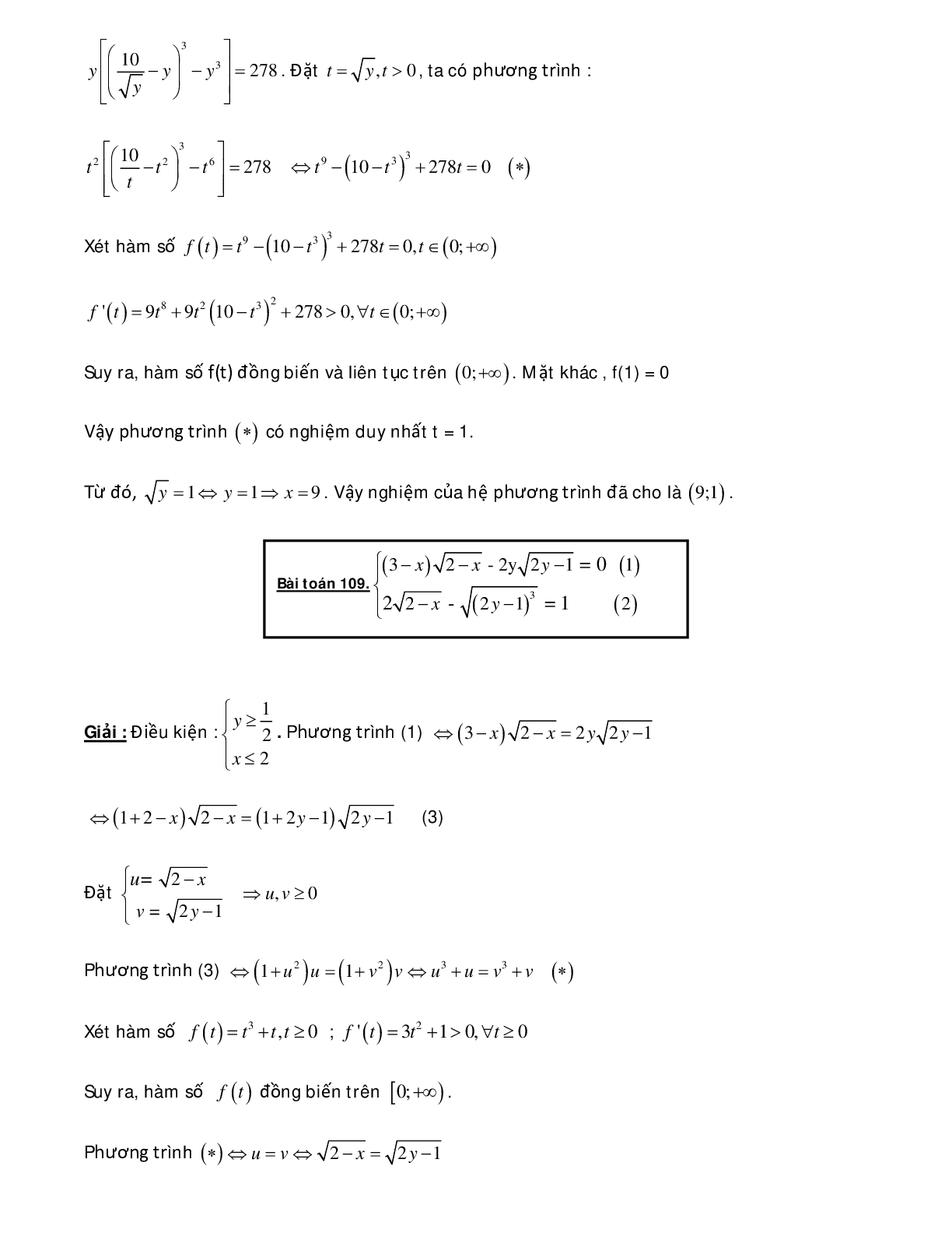 Bài tập sử dụng phương pháp hàm số để giải hệ phương trình - có đáp án chi tiết (trang 7)