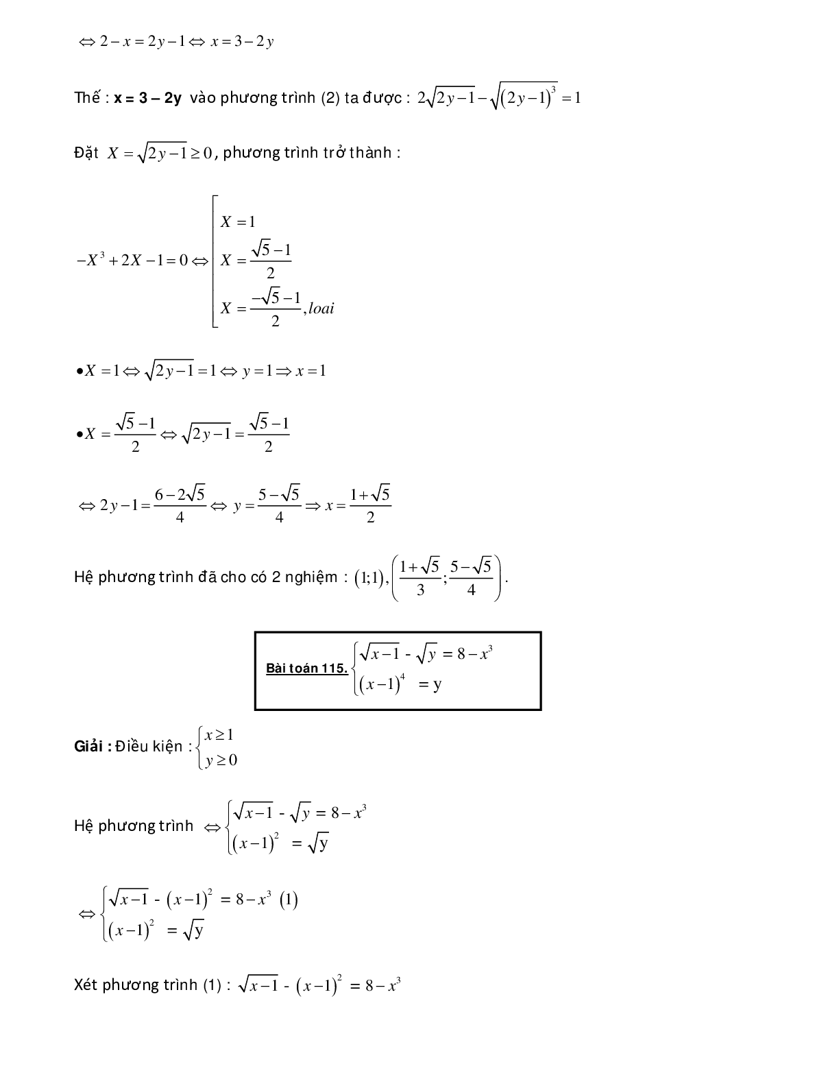 Bài tập sử dụng phương pháp hàm số để giải hệ phương trình - có đáp án chi tiết (trang 8)