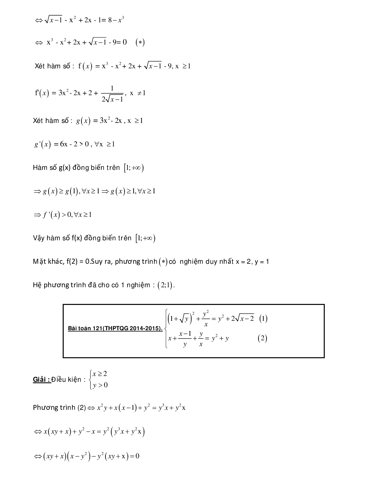 Bài tập sử dụng phương pháp hàm số để giải hệ phương trình - có đáp án chi tiết (trang 9)