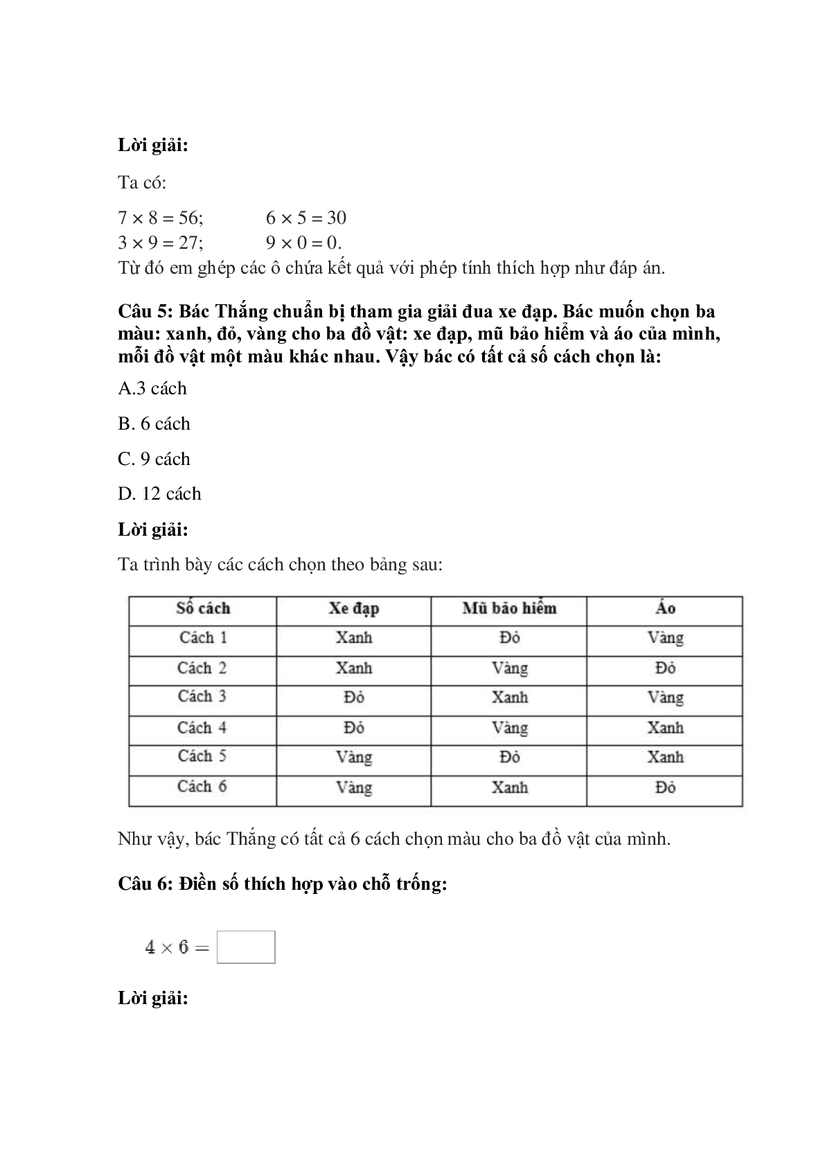 Trắc nghiệm Giới thiệu bảng nhân có đáp án – Toán lớp 3 (trang 3)