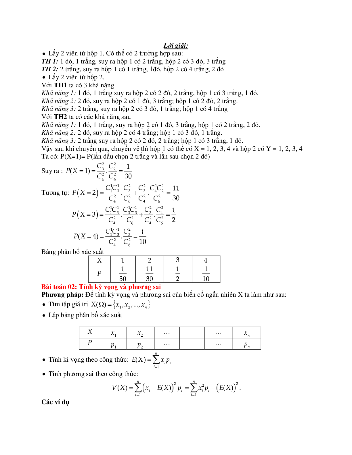 Phương pháp giải và bài tập về Các bài toán liên quan đến biến ngẫu nhiên rời rạc (trang 2)
