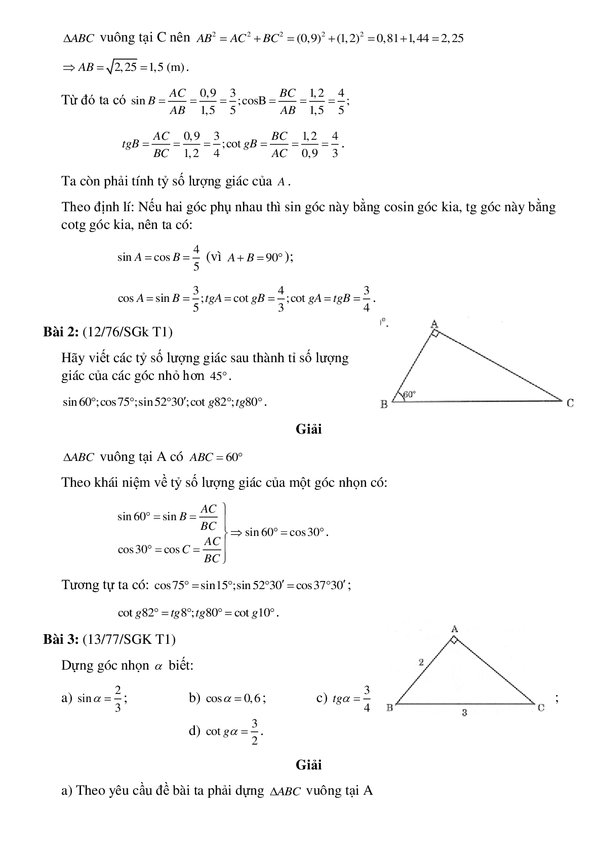 50 Bài tập Tỷ số lượng giác của góc nhọn (có đáp án)- Toán 9 (trang 2)