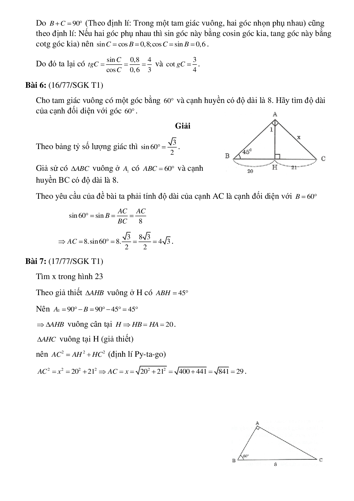 50 Bài tập Tỷ số lượng giác của góc nhọn (có đáp án)- Toán 9 (trang 5)