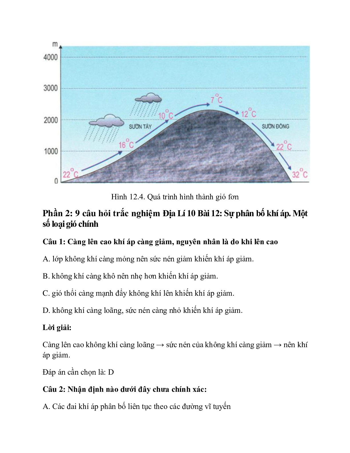 Địa Lí 10 Bài 12 (Lý thuyết và trắc nghiệm): Sự phân bố khí áp. Một số loại gió chính (trang 5)